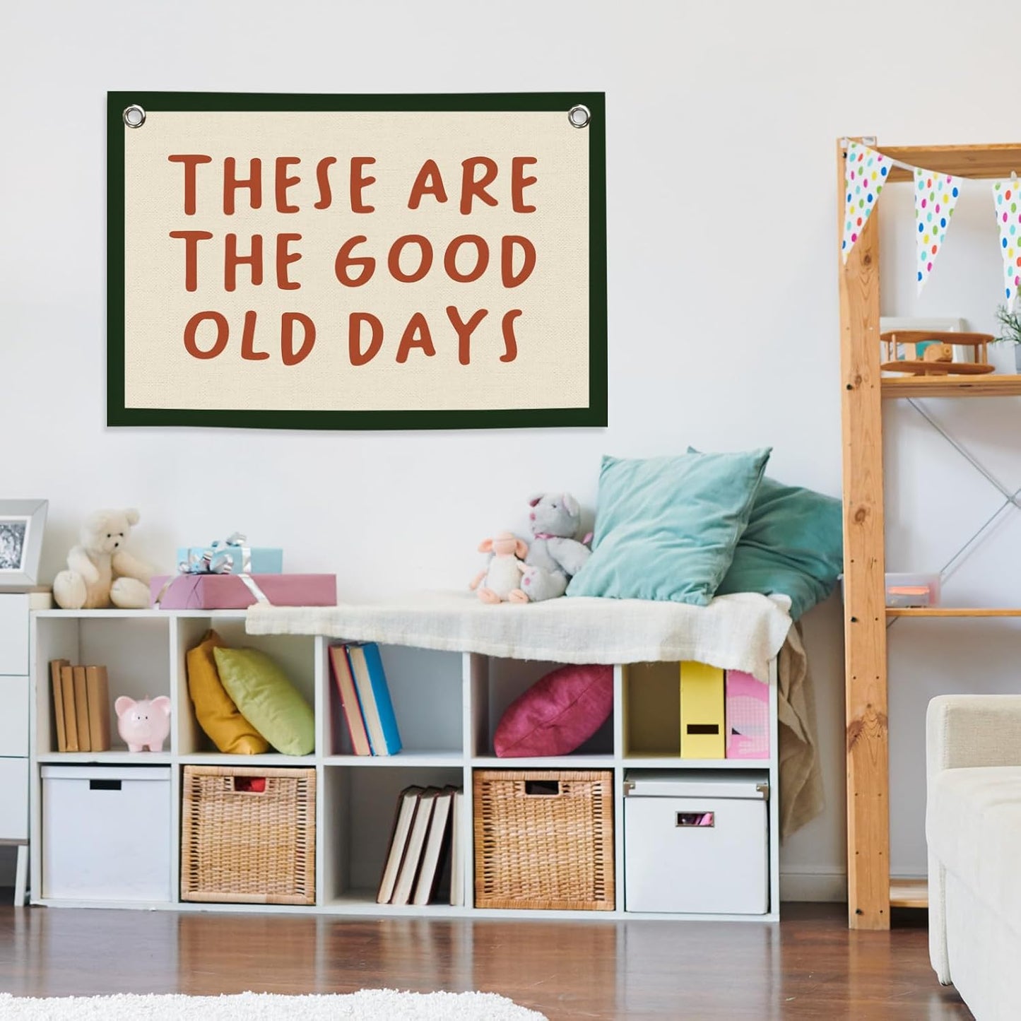 These Are The Good Old Days Banner, Trendy Retro Motivational Room Decor, Nostalgic Inspirational Canvas Flag Wall Hanging Decor Art for Home Living Room Playroom 20x30in