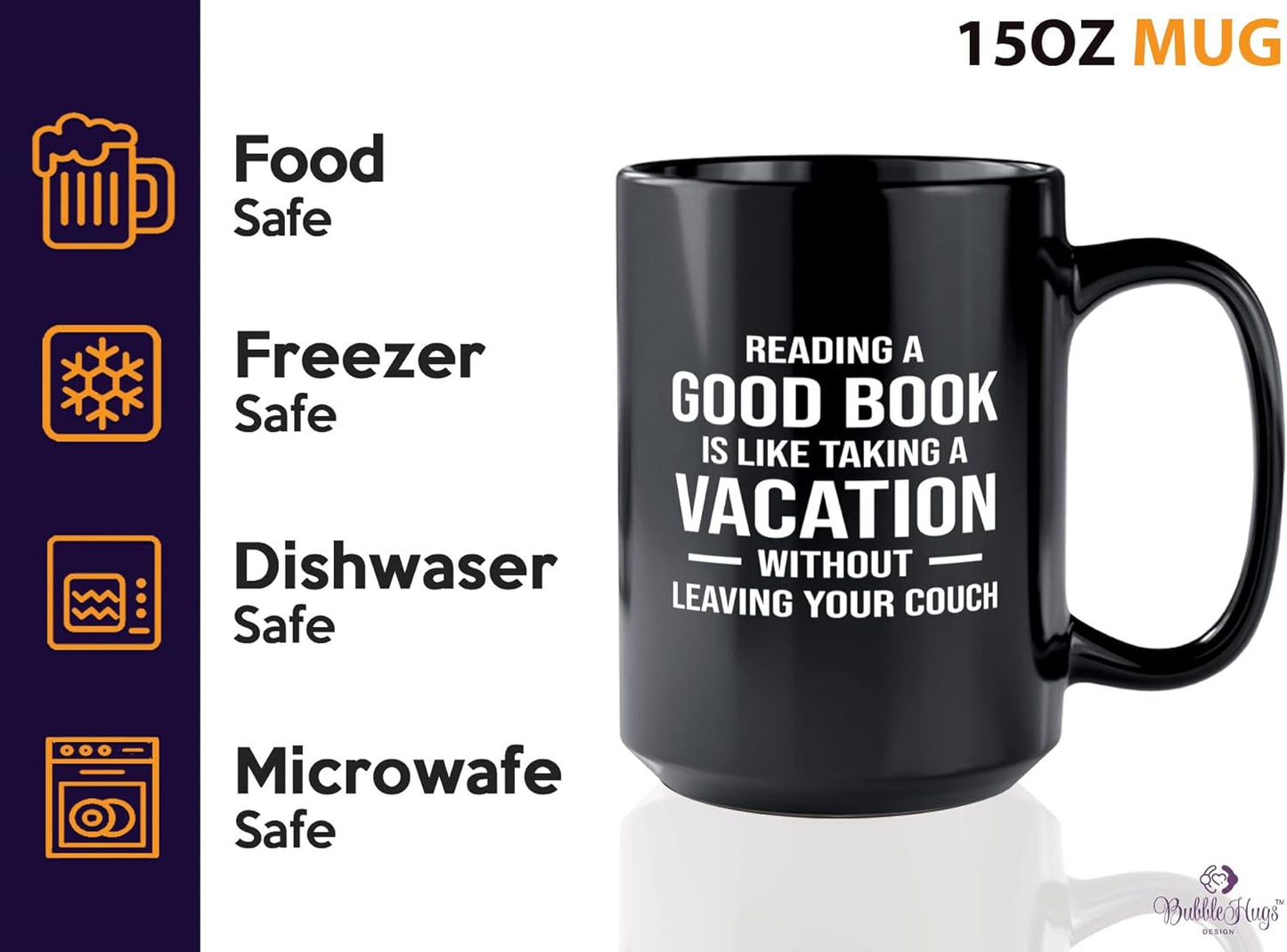 Book Club Coffee Mug 15oz Black -Reading a Good Book - Book Lover Gift For Teacher Bibliophile Woman of Letters Bulk Readers Academic