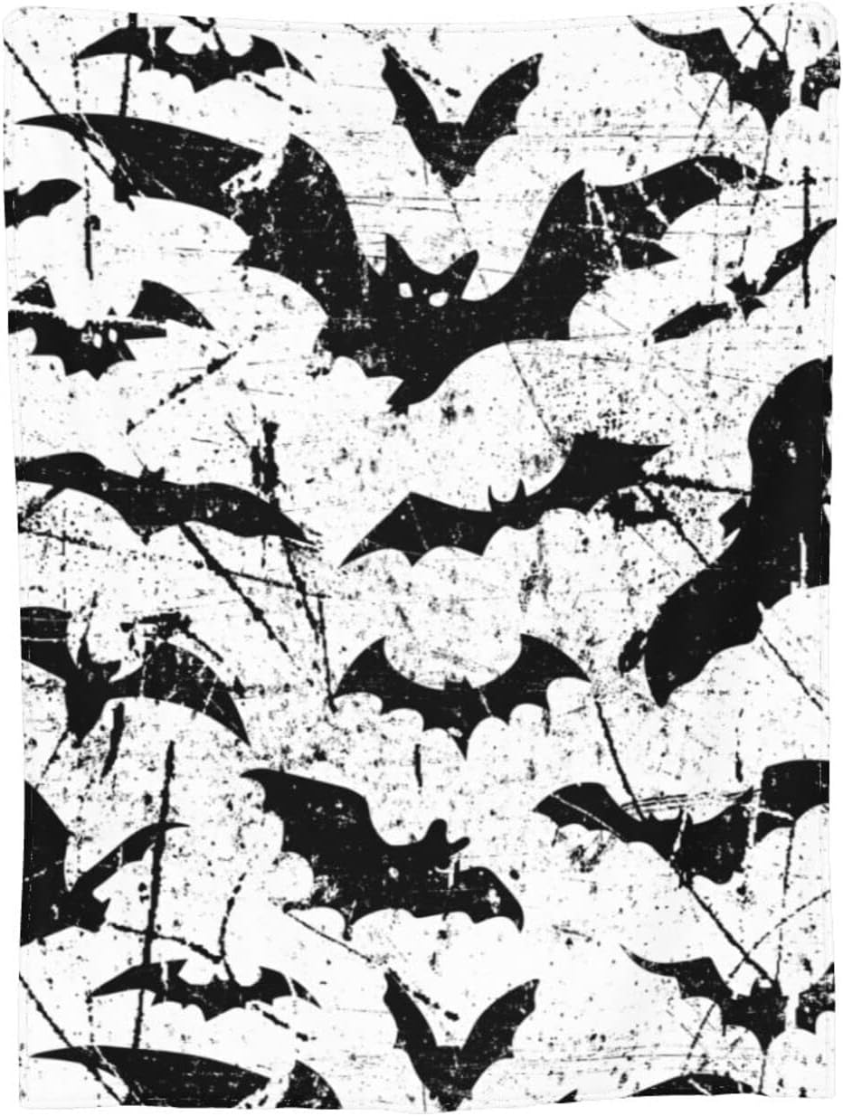 Halloween Bat Throw Blanket Super Soft Warm Bed Blankets for Couch Bedroom Sofa Office Car, All Season Cozy Flannel Plush Blanket for Girls Boys Adults, 60"X50"