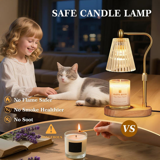 Candle Warmer Lamp, with Timer and Dimmer, Adjustable Height, Mother' s Day Gifts for Mom, Birthday Gifts for Women, House Warming Gifts Room Decor, Wax Warmer for Jar Candles(Amber)