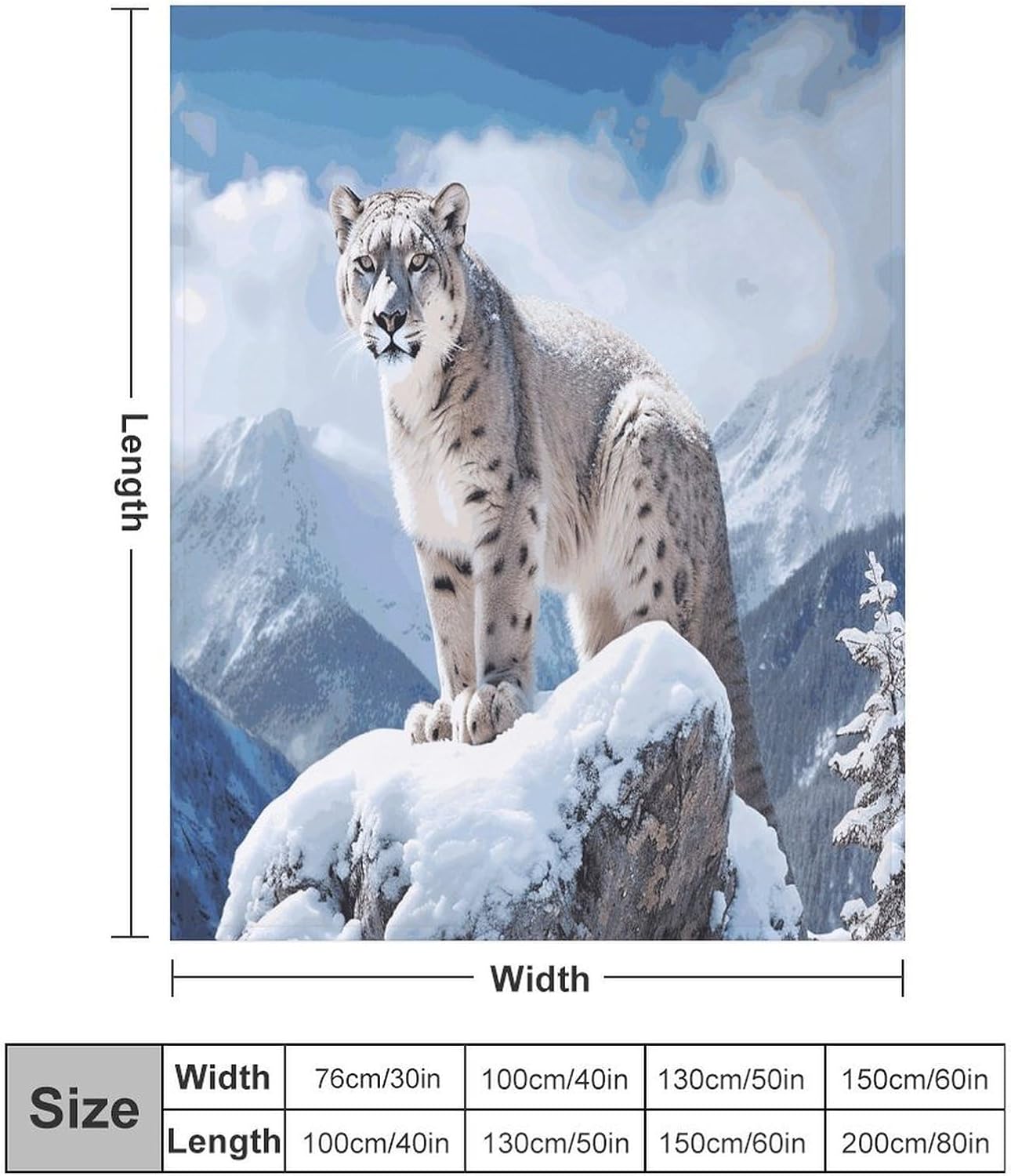 Snow Leopard Mountain Blanket Super Soft Lightweight Throw Blanket Cute Cozy Warm Bed Blanket Decorative Fuzzy Blanket All-Season Home Decor Gift for Sofa Couch Living Room 50"*60"（130 * 150cm）