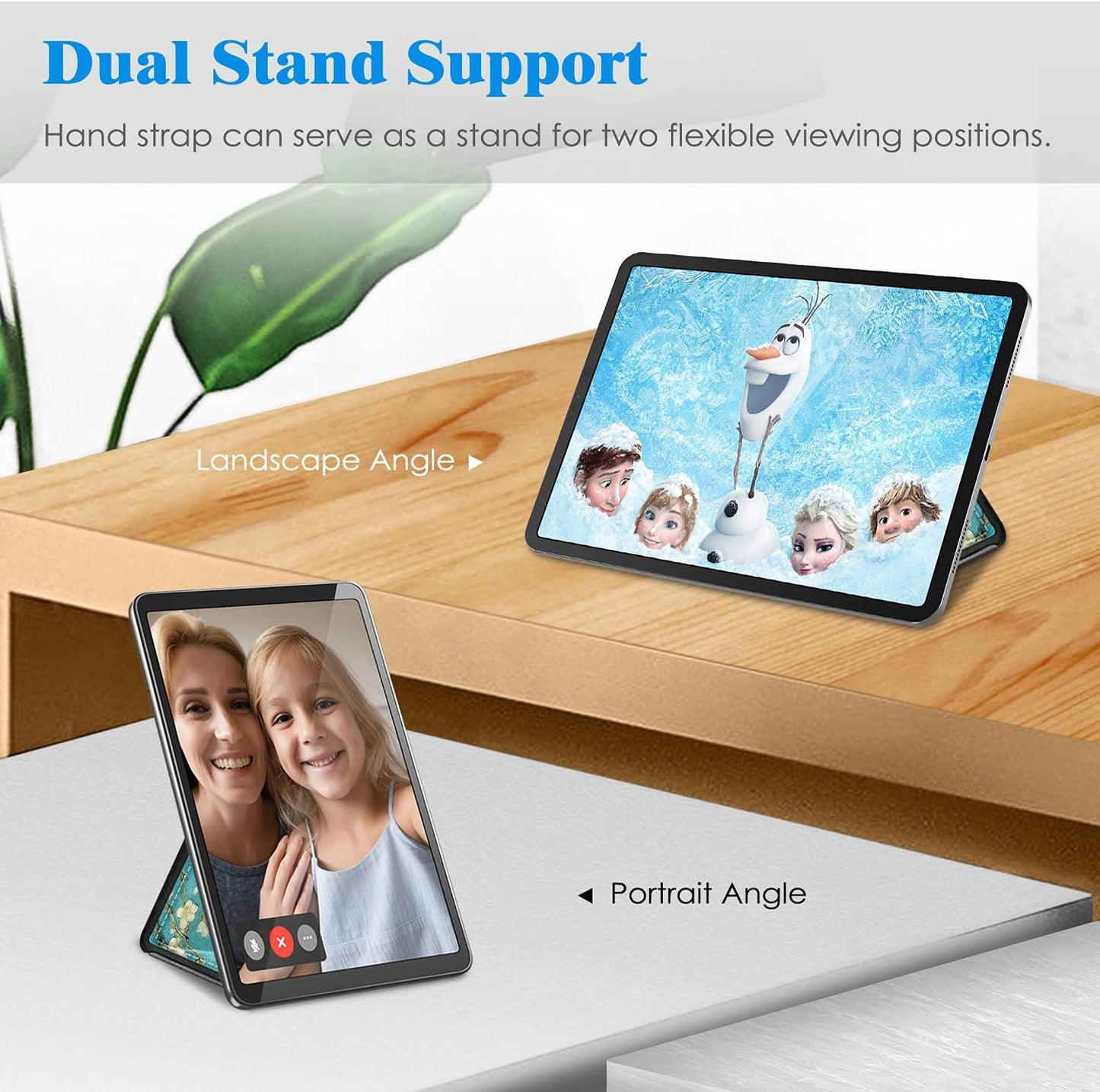 Fintie Universal Tablet Hand Strap Holder - [Dual Stand Supports] Detachable Padded Hook & Loop Fastening Handle Grip with Adhesive Patch for iPad/Galaxy Tab and All 7-11" Tablets, Gray