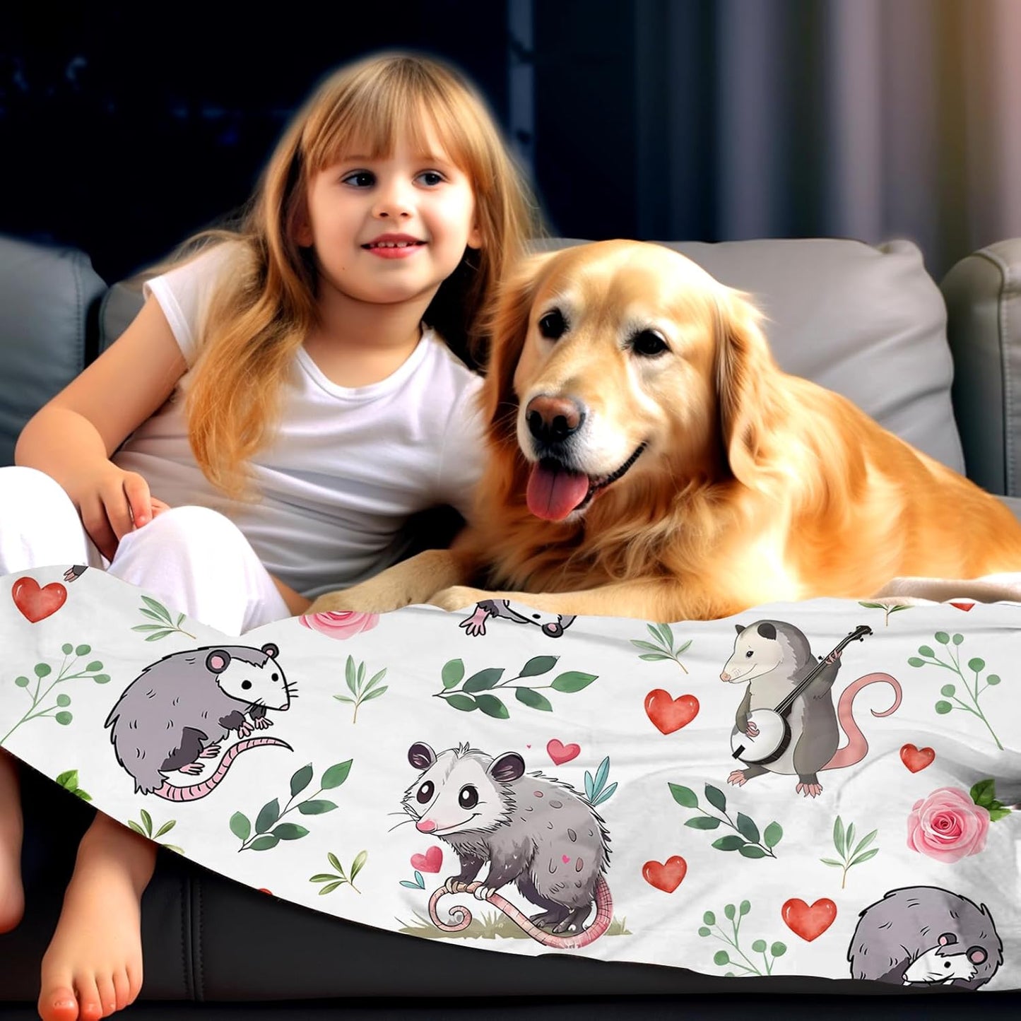 Opossum Blanket Gifts Stuff Possums Blankets and Throws Plush Soft Flannel Animal Possum Merch Cute Funny Opossum Gifts for Women Girls Boys Kids Teens Adults Room Decor 50"X40"