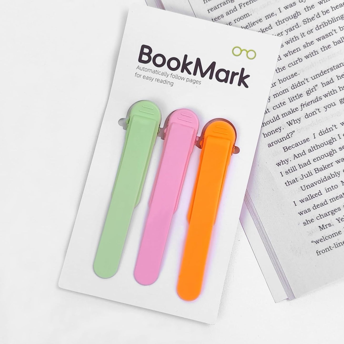 3 Pack Automatic Bookmark, Silicone Page Holder Clips for Reading, Smart Book Marks for Women Men Kids, Unique Reading Accessories and Clever Teacher Book Lovers Gifts