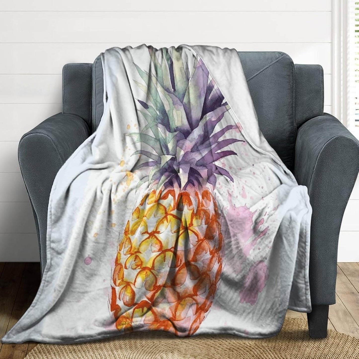 Pineapple Blanket Super Soft Lightweight Throw Blanket Cute Cozy Warm Bed Blanket Decorative Fuzzy Blanket All-Season Home Decor Gift for Sofa Couch Living Room 40"*50" （100 * 130cm）