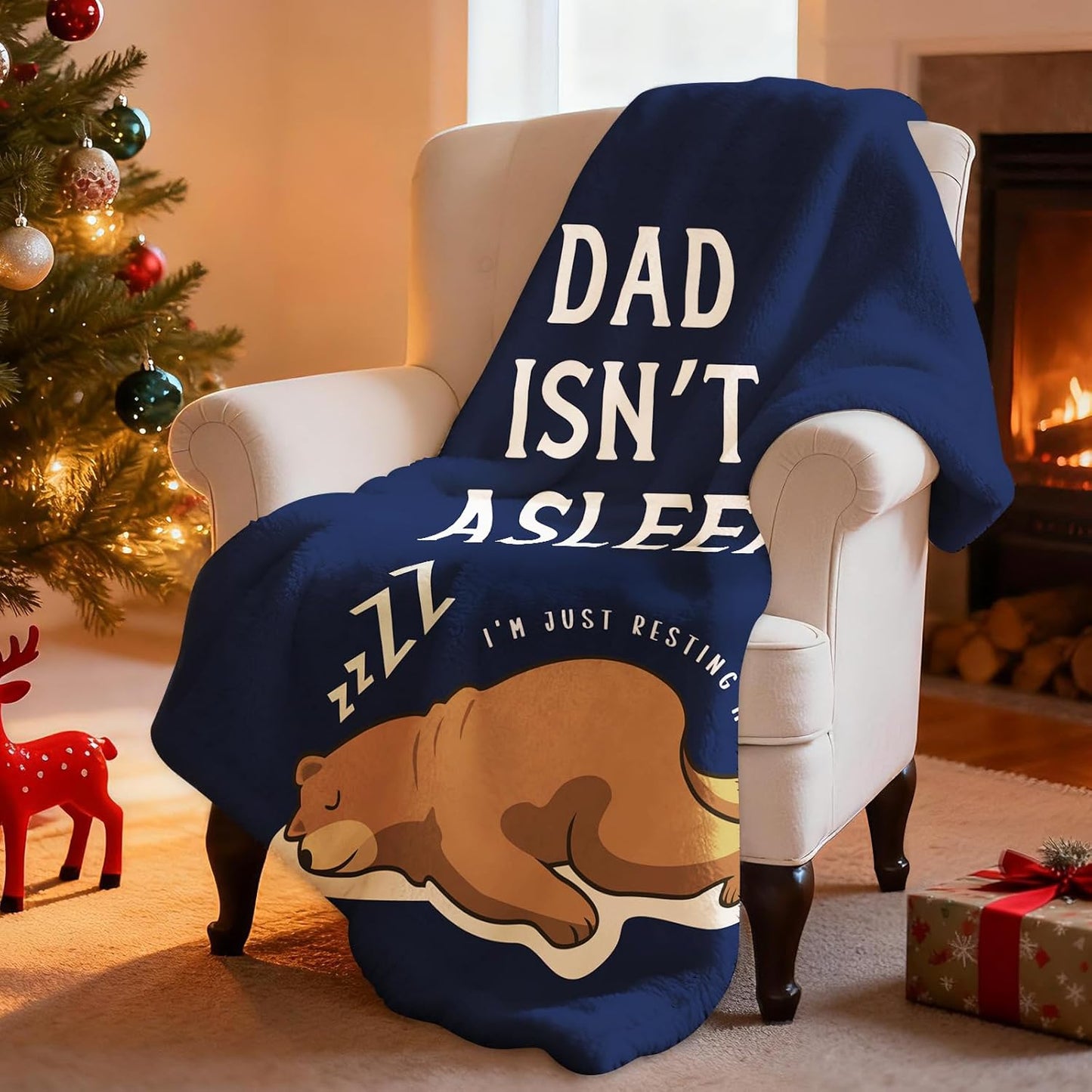 Dad Blanket, Birthday Gifts for Dad, Dad's Birthday Gifts from Daughter Son, Funny Gifts for Daddy, Blue Flannel Throw Daddy Blanket 50" x 60" Inches
