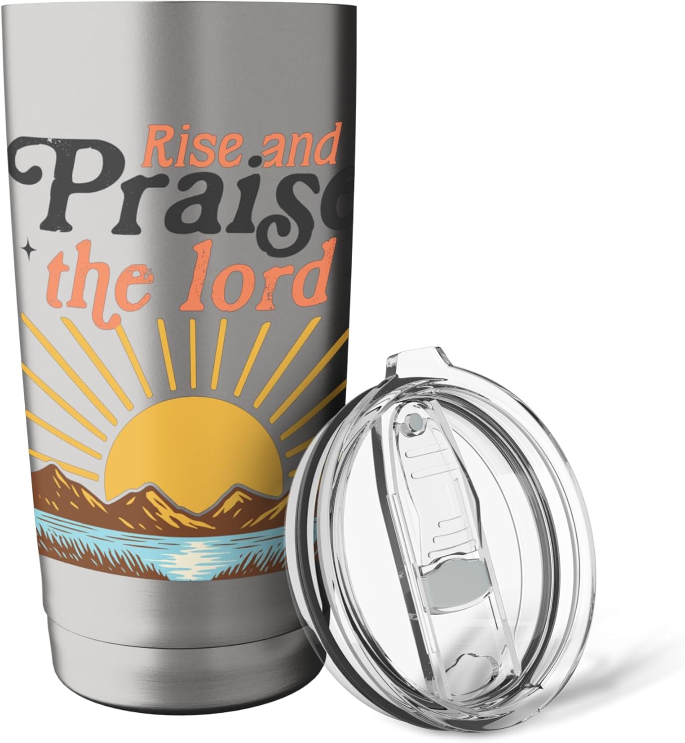 Rise and Praise the Lord – Retro Christian Sunburst Stainless Steel Insulated Tumbler