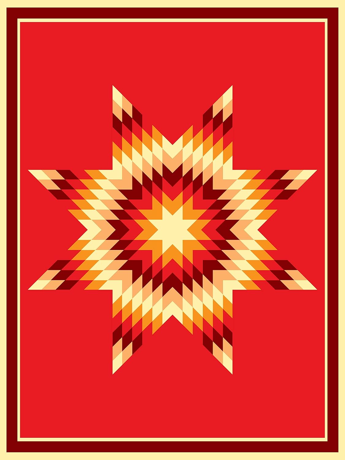 Native American Style Fleece Blanket - Sioux Star (Red)