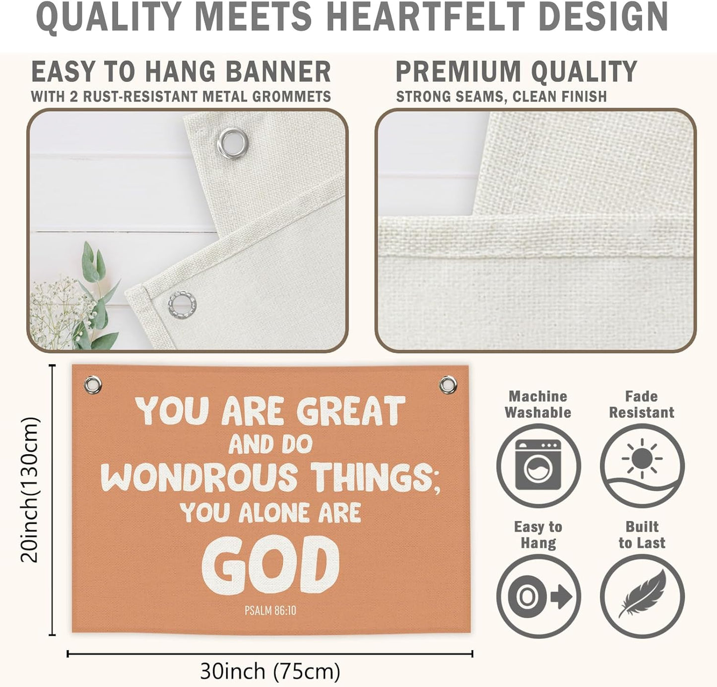 Christian Kids Banner Canvas, Scripture You Alone Are God Toddler Room Decor, Positive Bible Verse Hanging Flag Sign, Nursery Boho Wall Tapestry Art for Playroom Bedroom Classroom 20x30in