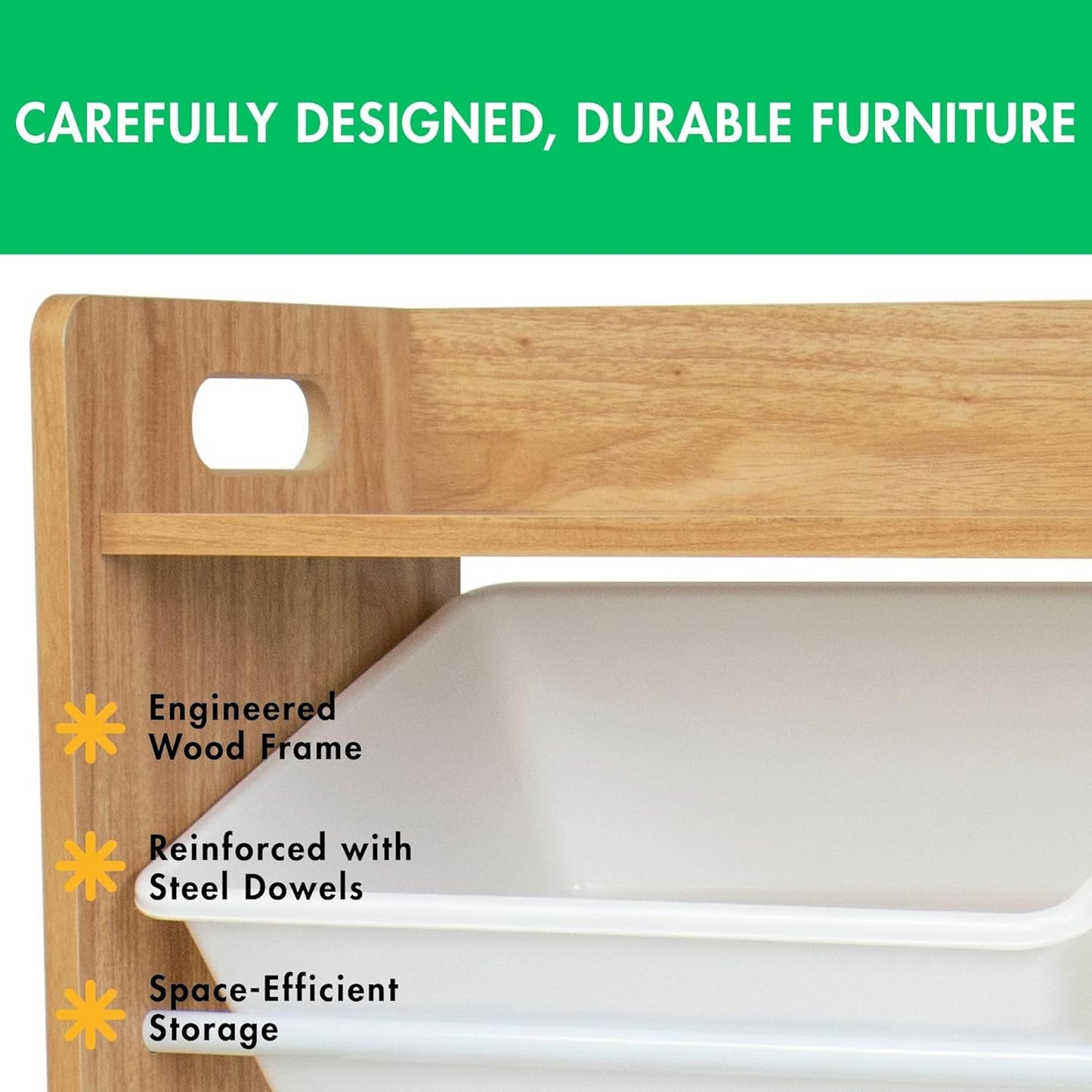 Humble Crew Toy Storage Organizer with Top Shelf and 9 Removable Bins, Natural/White – Toddler Bookshelf with Toy Organizer - Modern Toy Rack Ideal for Kids' Rooms, Playrooms, and Nurseries