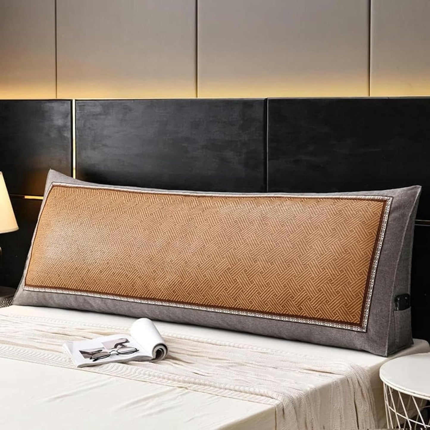 Triangular Headboard Pillow, Soft Triangle Cushion Reading Pillow Large Bolster Backrest Positioning Support Wedge Pillow, for Daybed Bed with Removable Cover