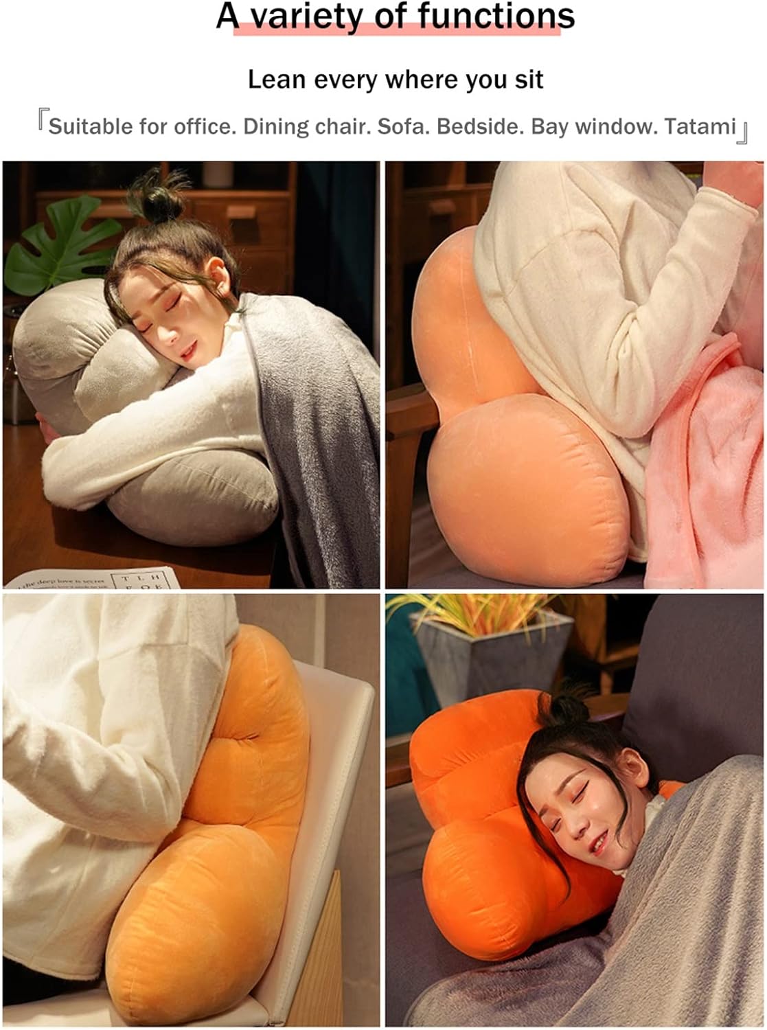 Reading Pillow with Arm,with Blanket and Without Blanket,Back Lumbar Support Cushion for Sitting Up, Wedge Backrest Removable Cover in Bed/Couch (Color : Orange-A, Size : Without Blanket)