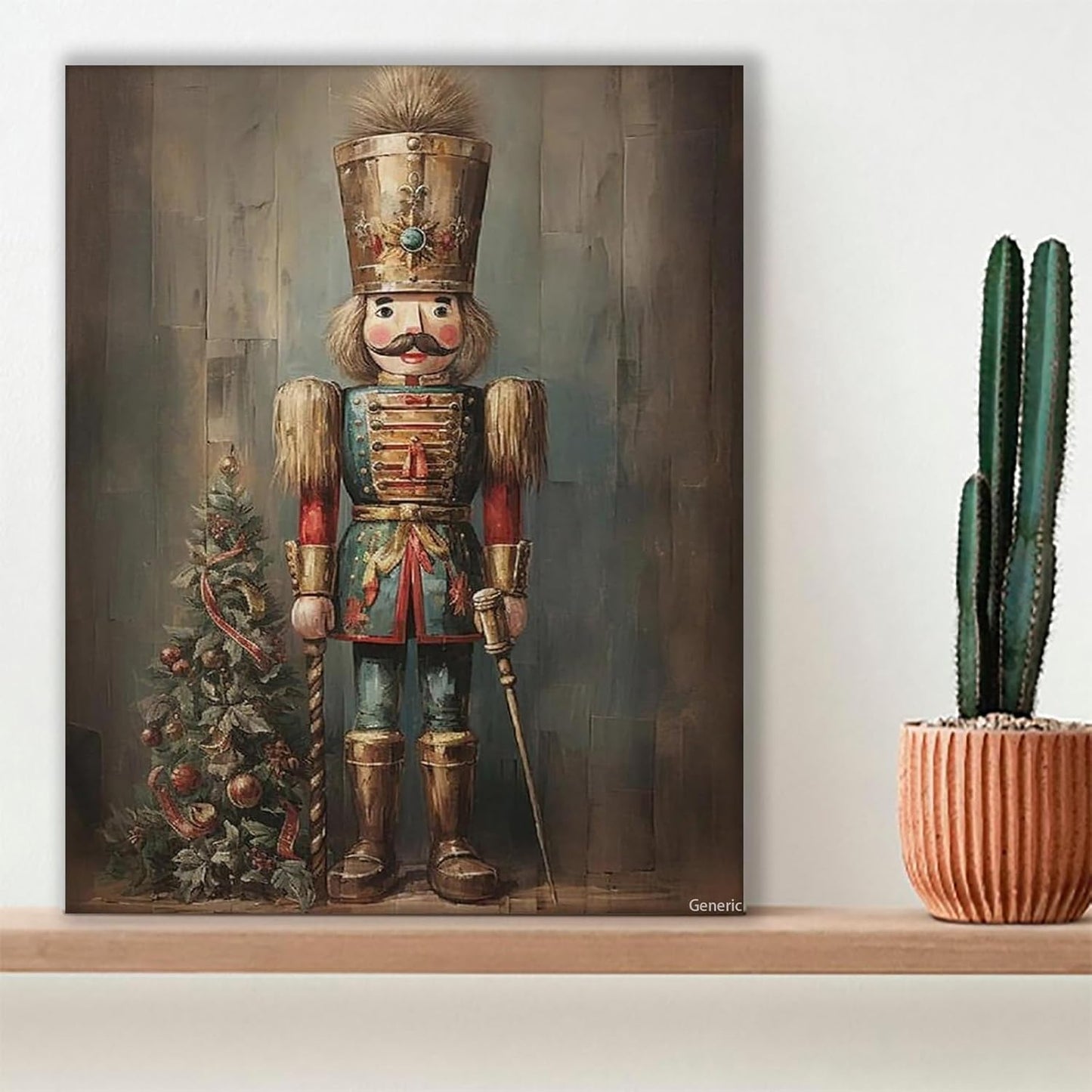 Vintage Christmas Nutcracker Canvas Print Wall Art, Frame 8x10inch, Living Room, Bedroom, Office