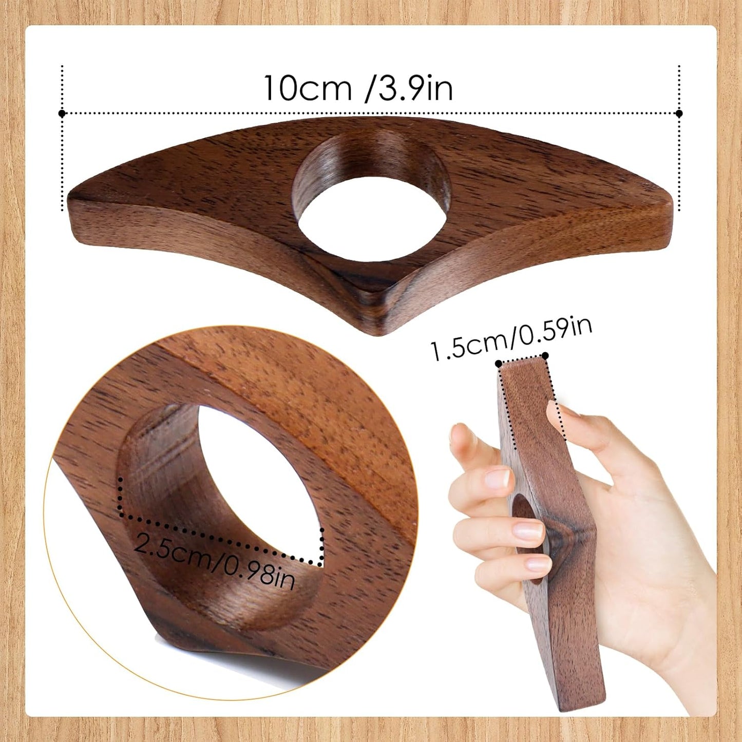 2Pcs Book Page Holder Thumb Book Page Holder for Reading with One Hand Book Thumb Page Holder Reading Accessories for Book Lovers Thumb Bookmark (Walnut)
