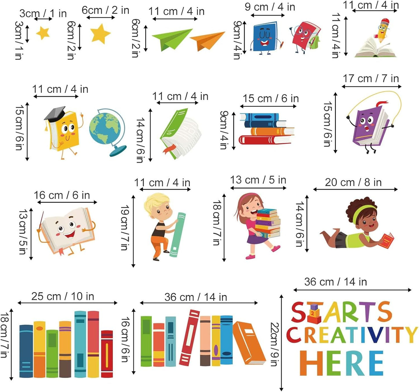 wondever Reading Corner Wall Stickers Books Kids Inspirational Educational Quote Peel and Stick Wall Art Decals for Baby Nursery School Corner Classroom