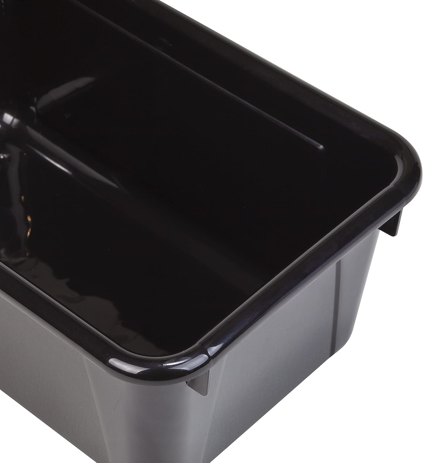 Storex Small Cubby Bins – Plastic Storage Containers for Classroom with Non-Snap Lid, 12.2 x 7.8 x 5.1 inches, Black, 5-Pack (62463U05C)