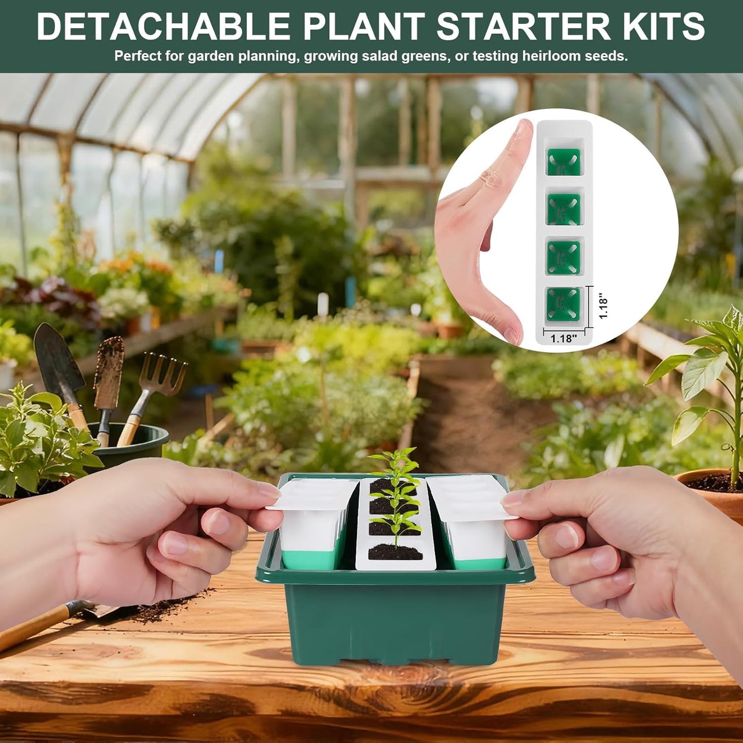 Sondiko Silicone Seed Starter Tray, 48-Cell Reusable Seed Starter Kit, Seedling Starter Trays with Humidity Dome, Mini Greenhouse Germination Kit, Perfect for Gardeners