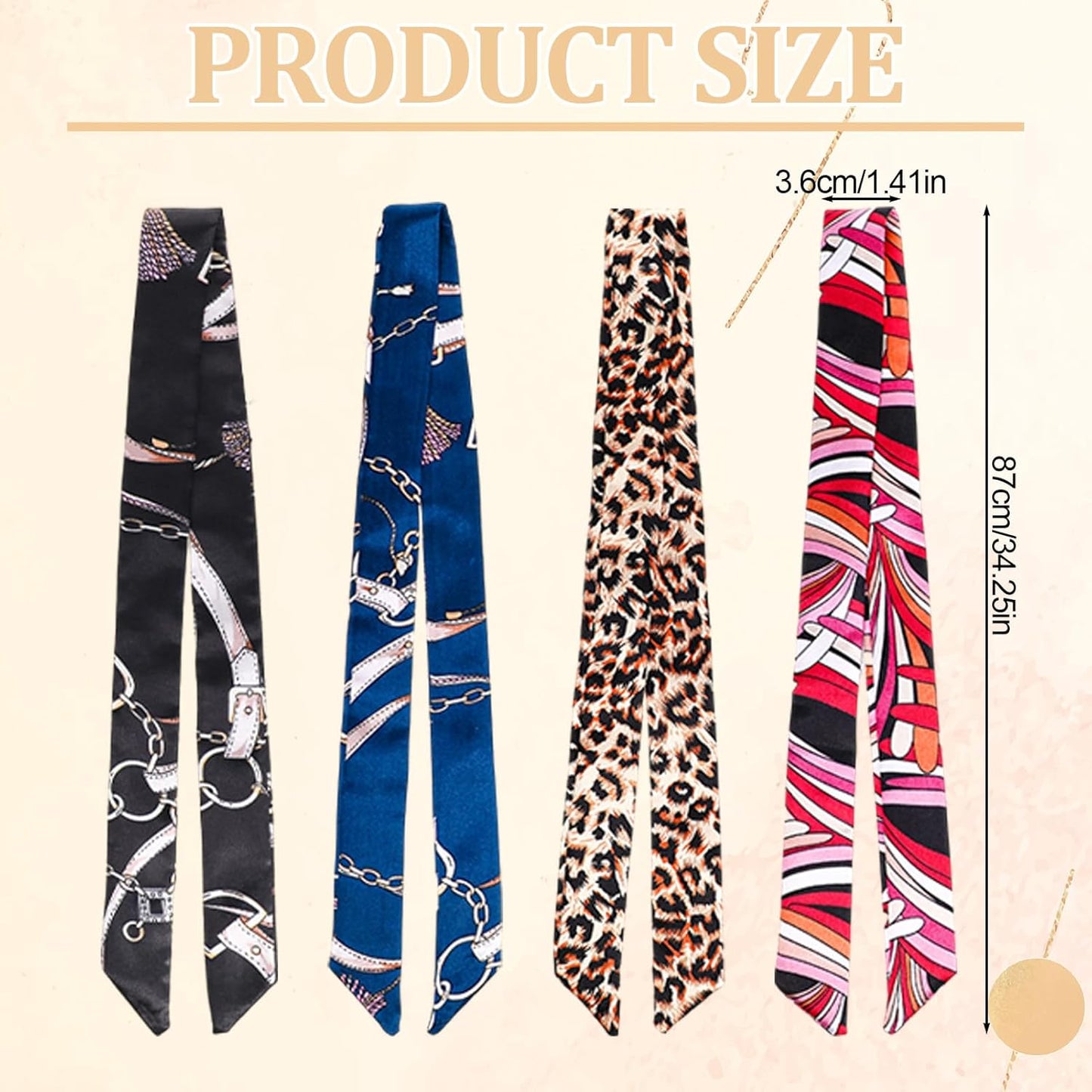 JATEBI 24 Pcs Women Handbag Head Scarf Band Narrow Hair Purse Neck Scarf Ribbon Satin Head Neckerchief Silk