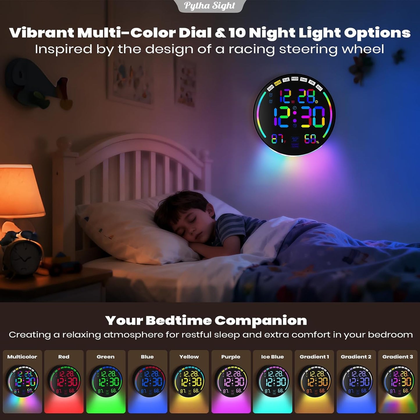 Large Digital Wall Clock with 10.3" LED Display,Alarm,Countdown Timer,DST,Temperature,Humidity,Auto-Dimming,Remote Control,Night Light for Classroom,Bedroom,Living Room,Office,Gym
