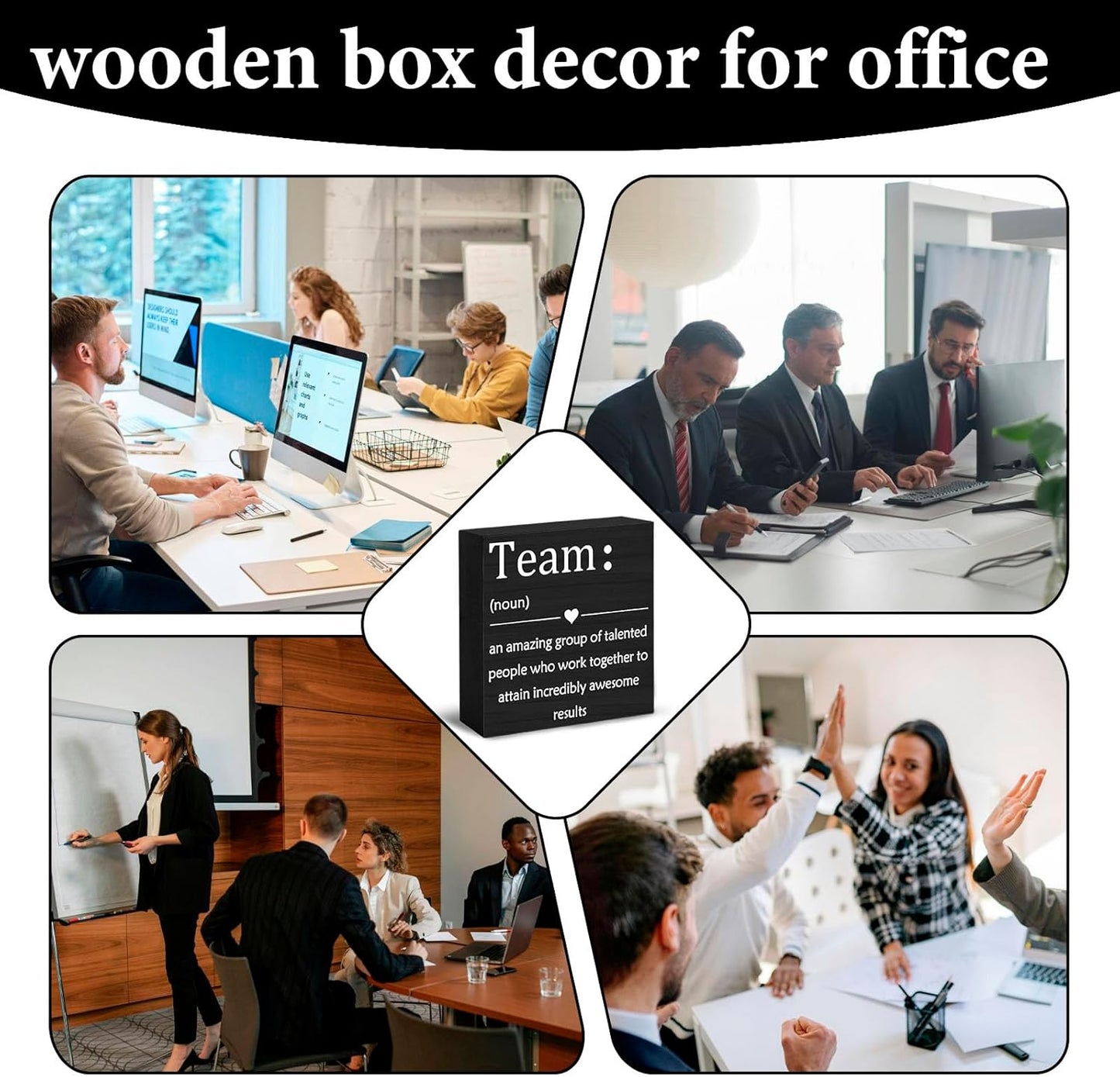 EoffIvan Office Cubicle Decorations Christmas Gifts For Coworkers Boss Women Men Inspirational Wall Art Gift For Team Members At Work Best Team Ever Gifts For Women Wooden Box Sign Table Decoration