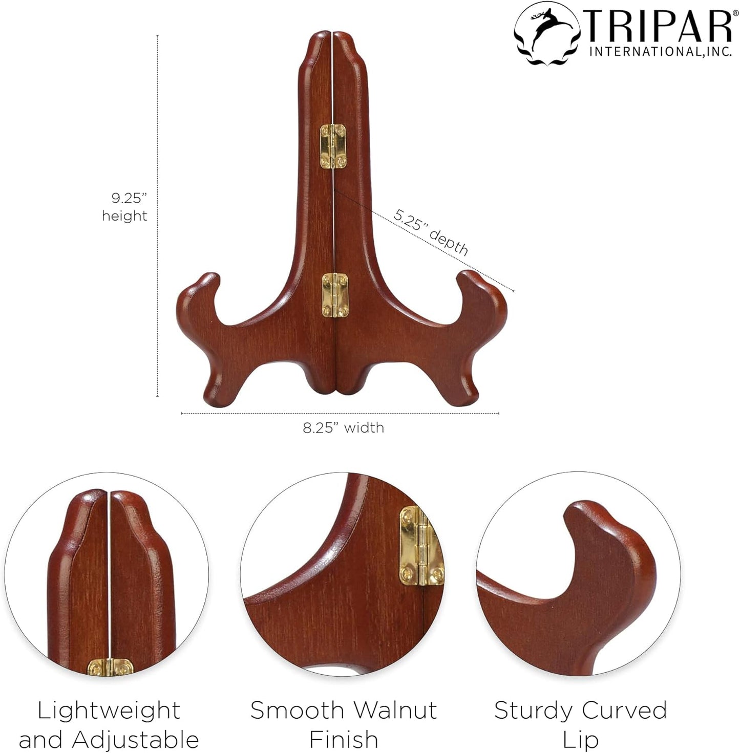 TRIPAR 9 Inch Wooden Plate Display Stand Picture Easel Stand