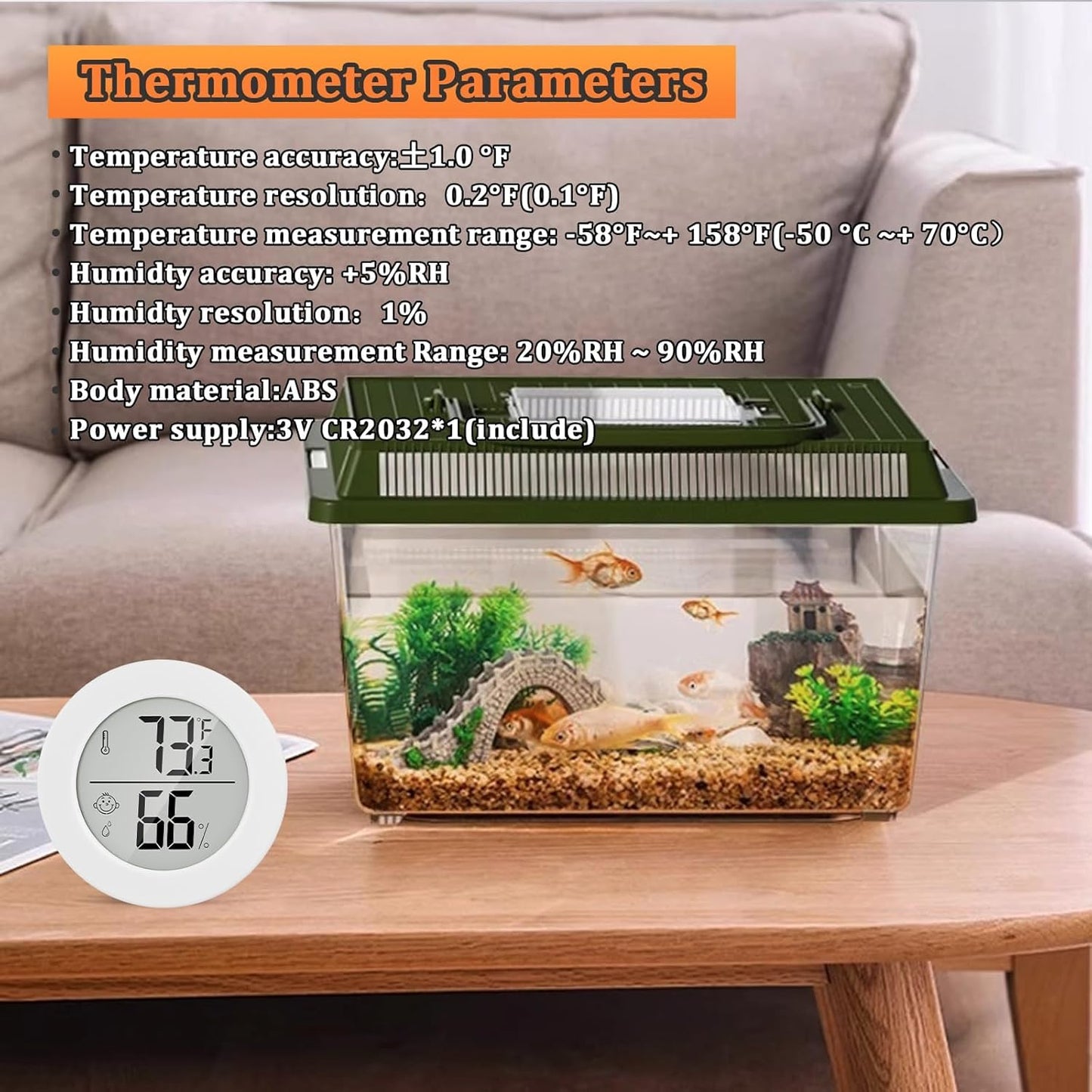 Reptile Tank Accessories, 2 Pack Bearded Dragon Tank Thermometer Humidity Gauge for Leopard Gecko, Jumping Spider, Snake, Gecko, Ball Python, Lizard