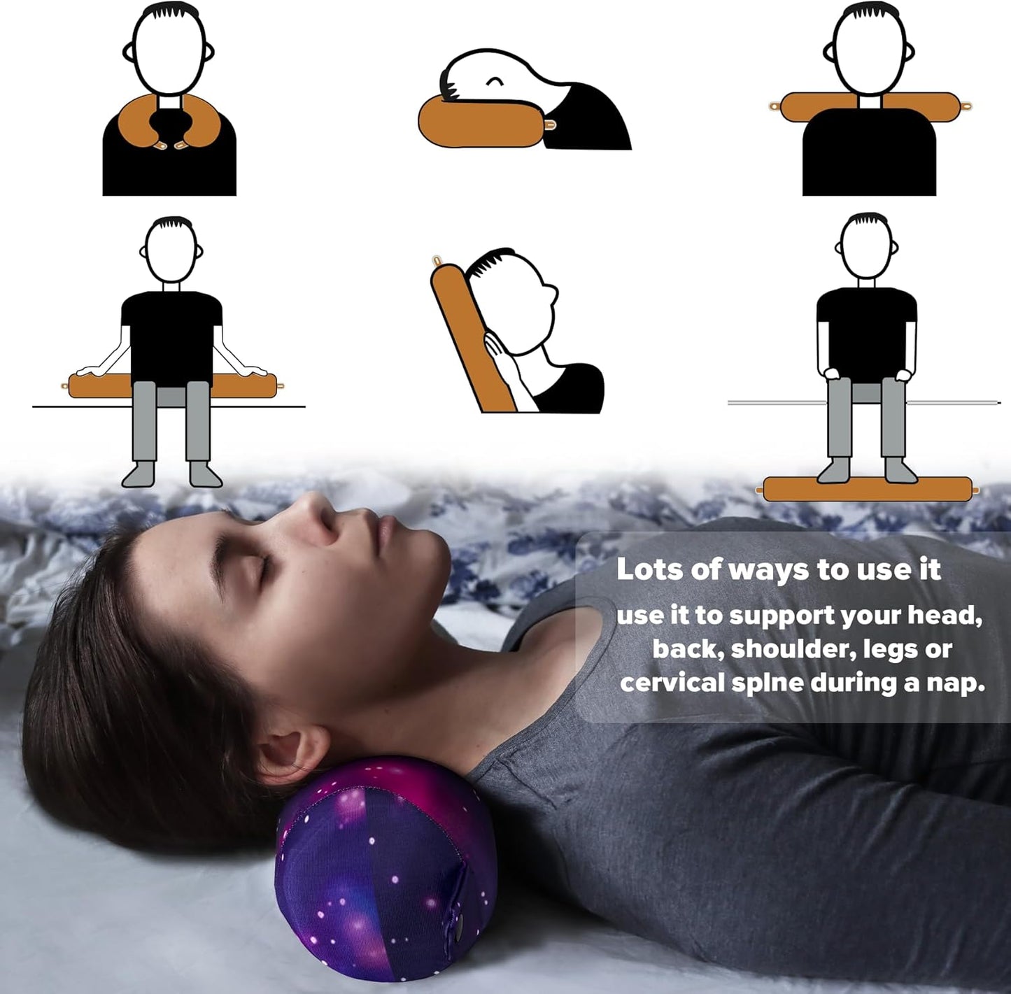 2 Pack Travel Pillow Twist Memory Foam Neck Support Adjustable Pillow for Airplane Train Bus or at Home-Neck Bendable Roll Pillow for Chin, Shoulder Pain Lumbar Rest Leg Support