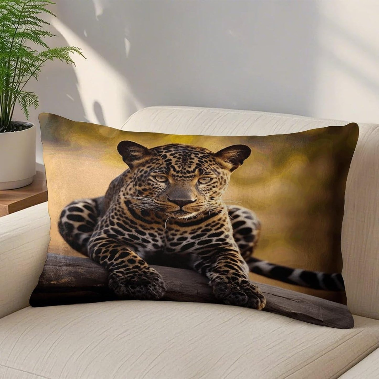 Africa Nature Leopard Throw Pillow Covers Gold Velvet Pillowcases with Invisible Zipper Pillow Shams Cozy Cushion Cover Soft Pillow Cases Home Decor Pillow Protectors 12 "×20 "