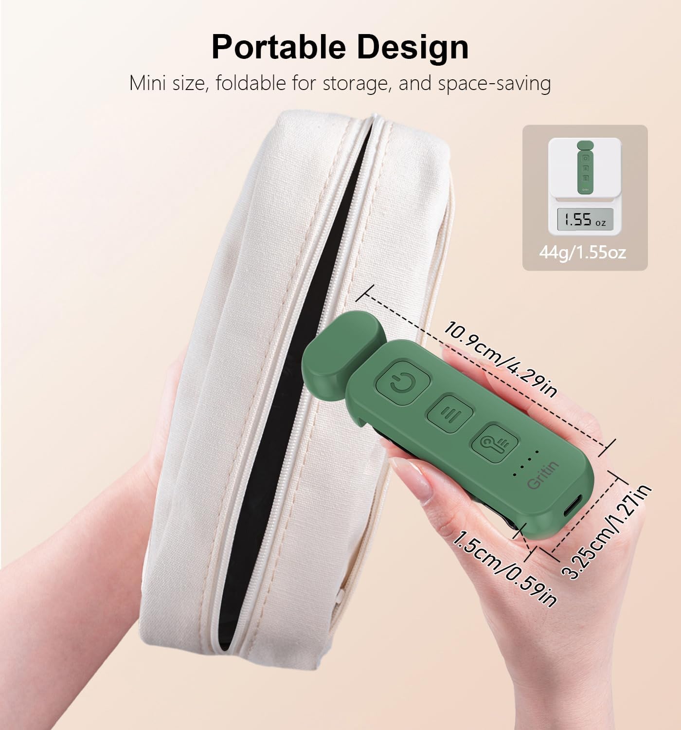 Gritin Reading Light,Book Light for Reading in Bed-Eye Caring 3 Colors, 5-Level Dimmable Brightness,Long Lasting, Compact Size Rechargeable Clip on Book Reading Light for Book Lovers-Dark Green
