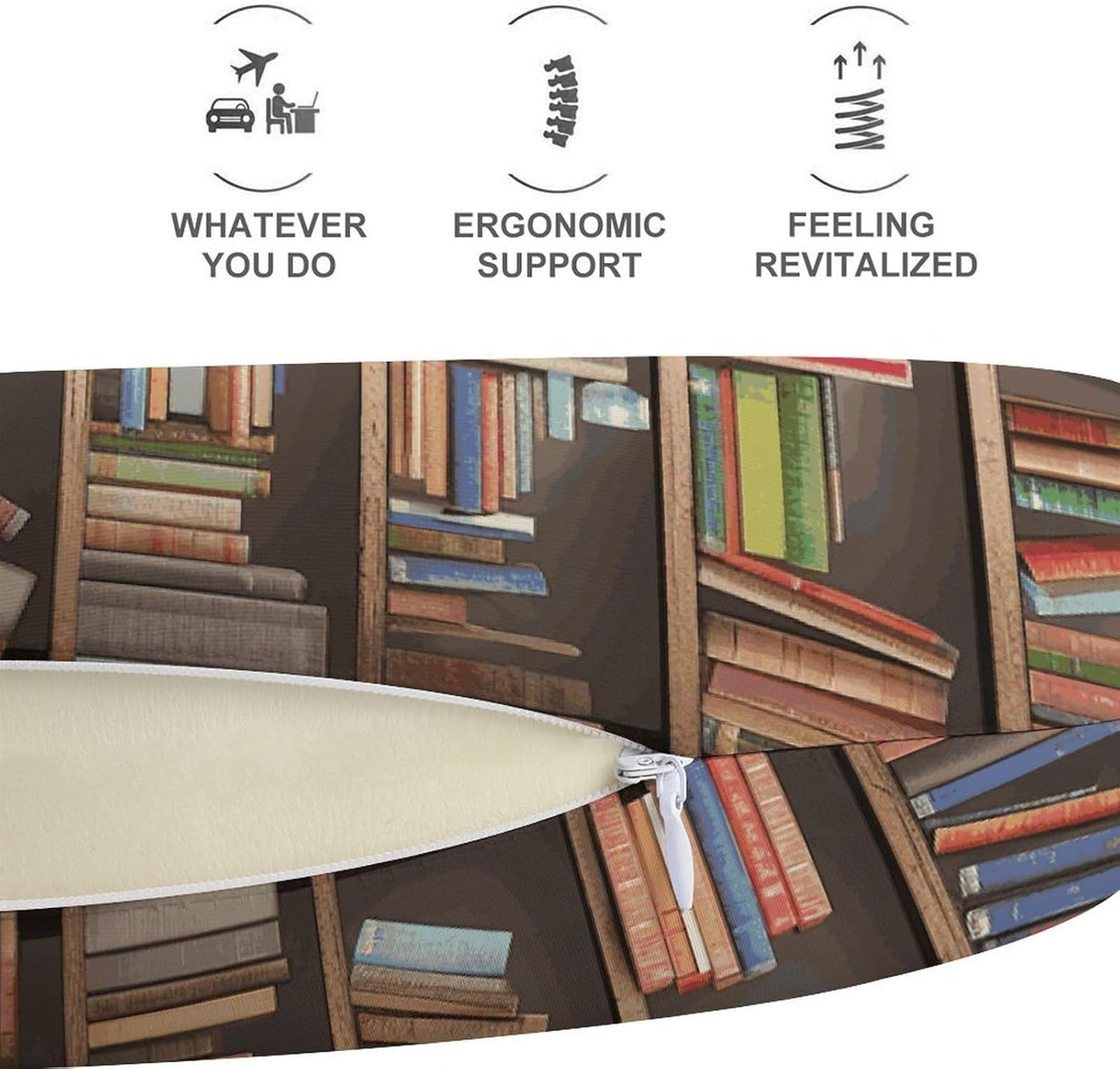 Funny Book Shelves Collection and Ladder Neck Pillow Memory Foam U Shaped Pillows Portable Pillows for Shoulder Travel Head Support Pillow with Concealed Zipper for Airplane Car Home Office