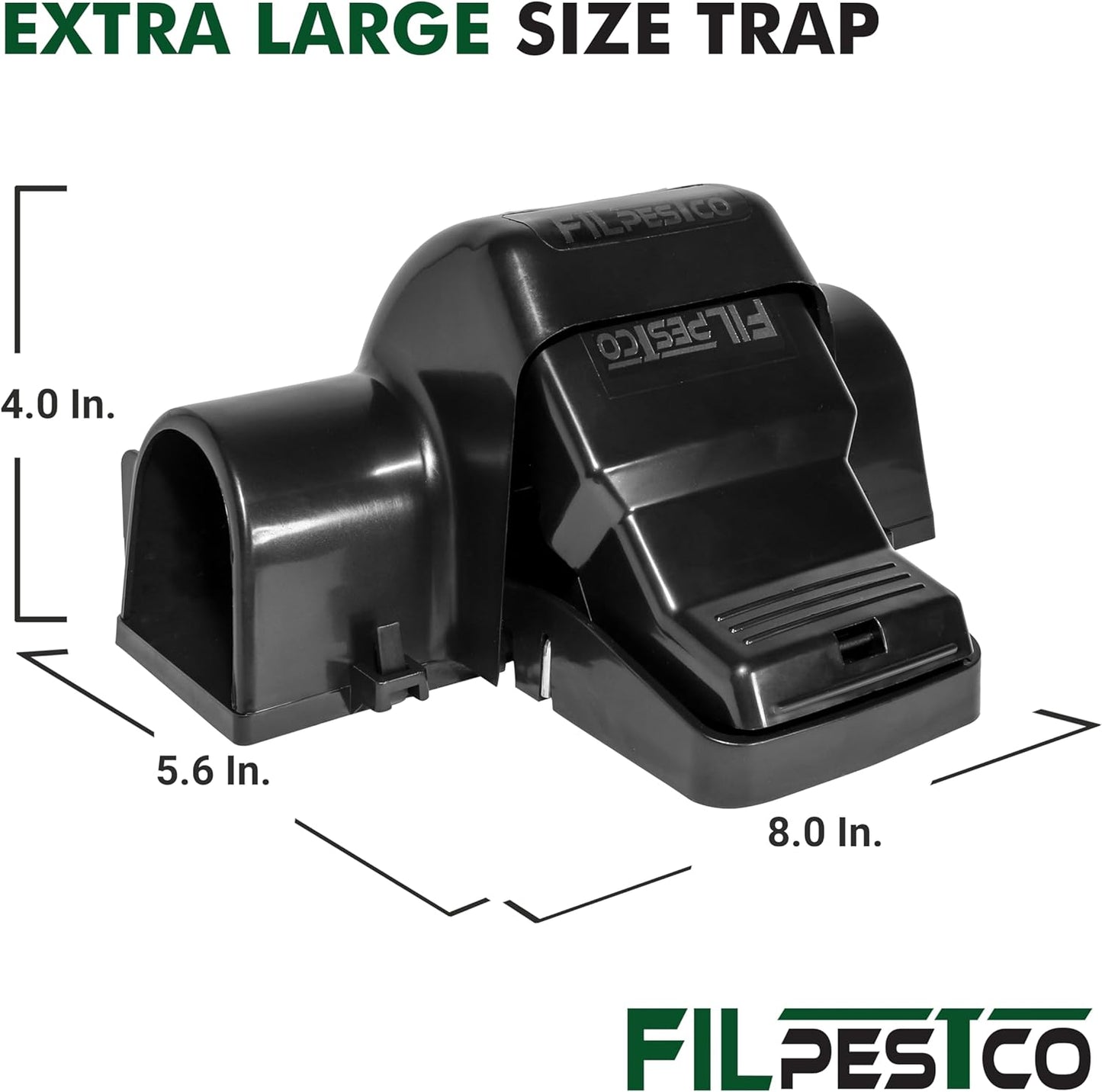 Set of 4 Professional Grade Extra Large Tunnel Rat Snap Traps, Mouse Trap, Reusable Trap, Heavy Duty for Indoor and Outdoor Pest Control Rodent Solution