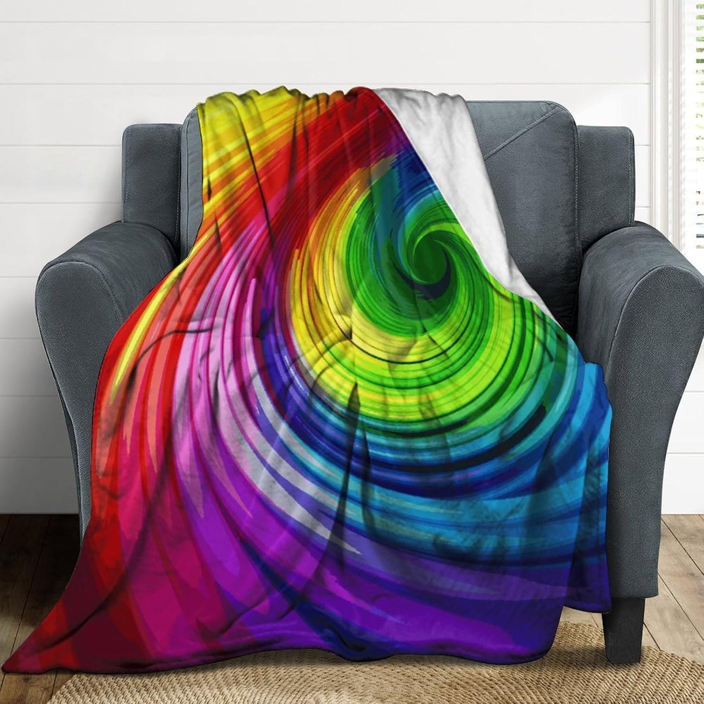 Rainbow Spiral Blanket Super Soft Lightweight Throw Blanket Cute Cozy Warm Bed Blanket Decorative Fuzzy Blanket All-Season Home Decor Gift for Sofa Couch Living Room 30"*40"（76 * 100cm）