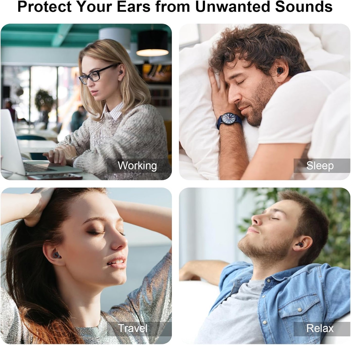 Ear Plugs for Sleeping Noise Cancelling，1 Pairs Reusable Silicone earplugs，Suitable for Concentration, Study, Work, Travel, and snoring – 6 Pairs Ear Tips (XS/S/L Sizes) and Storage case