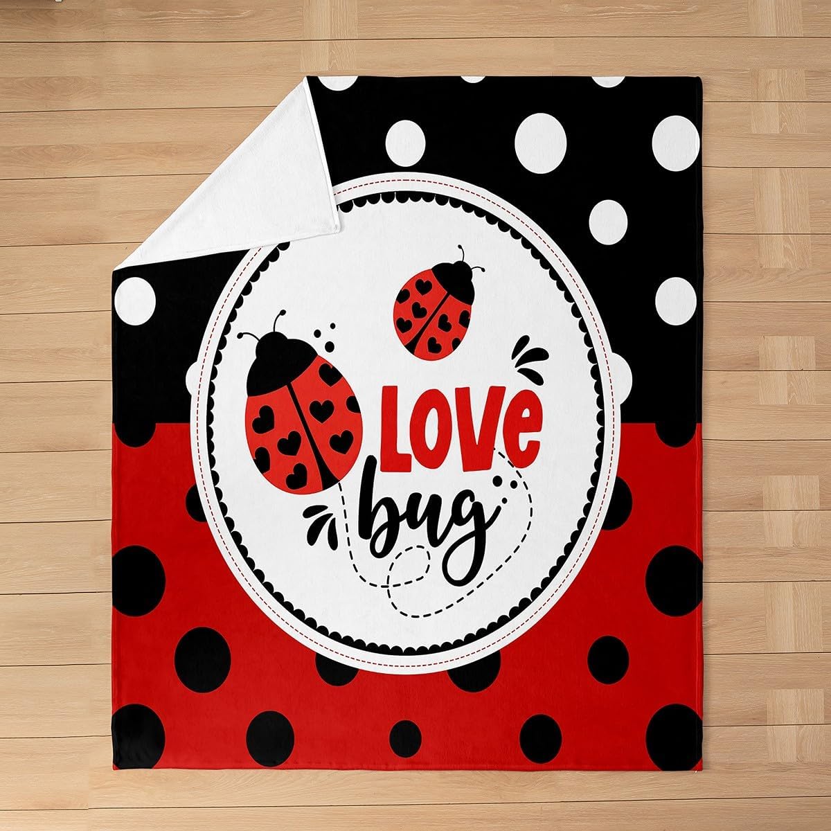 Cute Ladybug Fleece Blanket Kawaii Wild Animals Blanket for Kids Cartoon Ladybugs Throw Blanket Polka Dot Geometric 40x50 Inch Living Room Decor Flannel Blanket