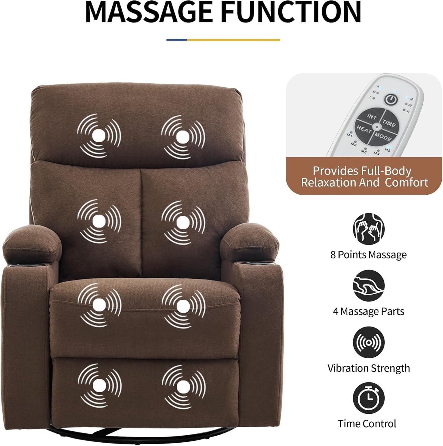 Electric Lift Recliner Chair, Leisure Home Theater Seating Sofa with Massage and Heated, Ergonomic Leisure Chair Classic Single Sofa with USB Ports, Remote Control