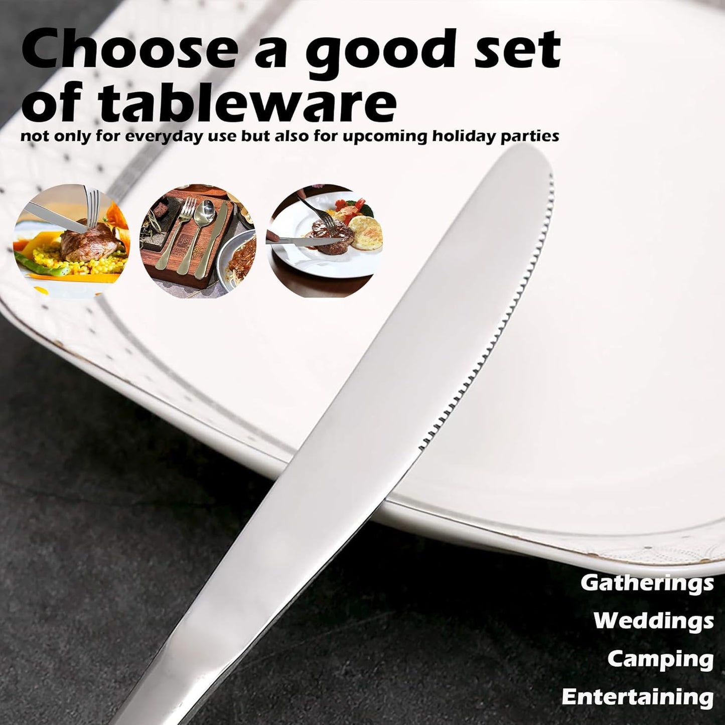 ATB Dinner Knives Set, Stainless Steel Table Knife, Butter Spreder, 2/4/6 Pieces Mirror Polished Dinner Knife, Sturdy and Dishwasher Safe, Silverware Cutlery (6 Pcs)