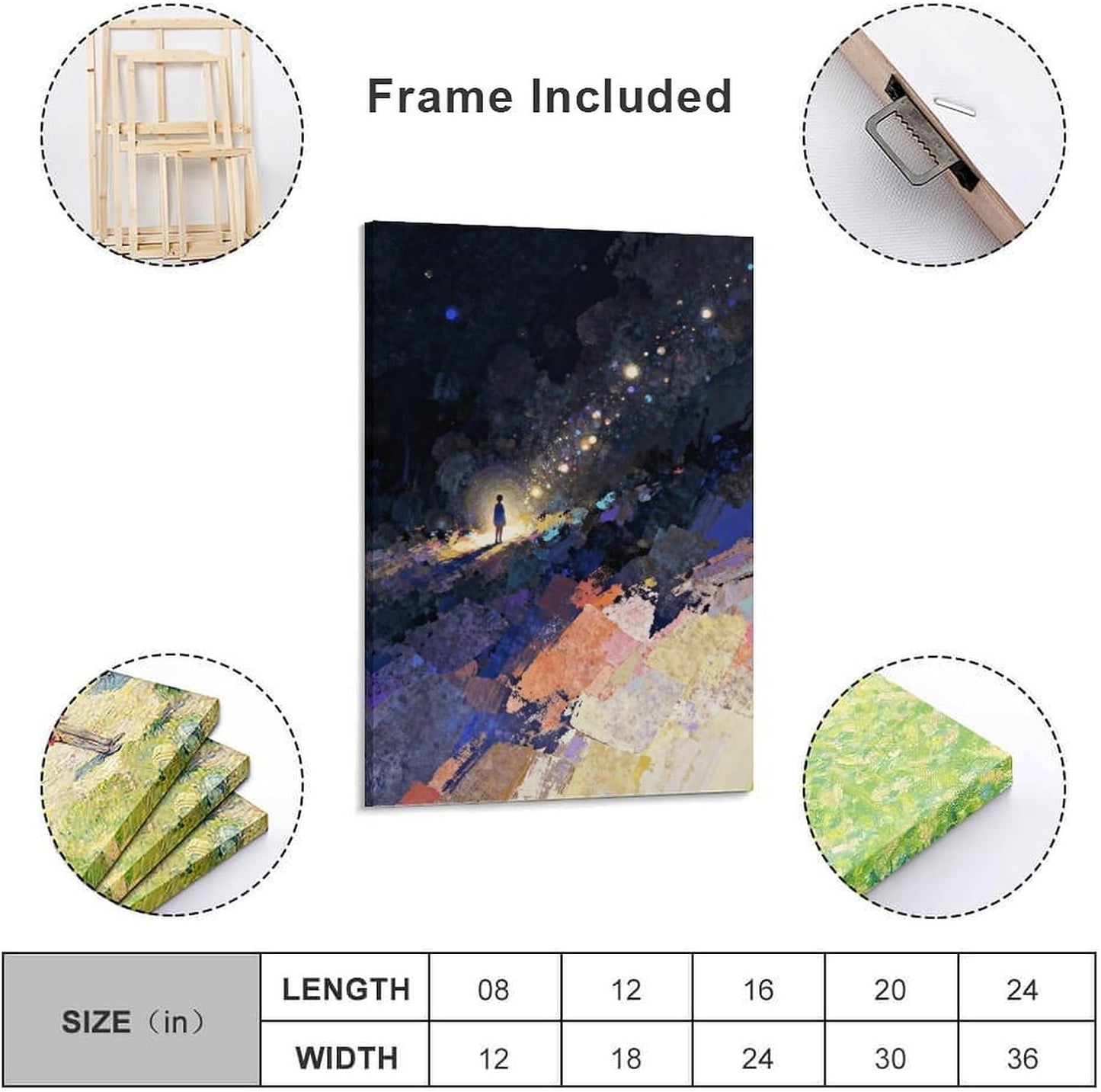 The World of Loneliness - 4 Oil Painting Print, Loneliness Wall Art, Moody Aesthetic Painting, Suitable for Reading Nook, Living Room, Bedroom Frame-style 20x30inch(50x75cm)