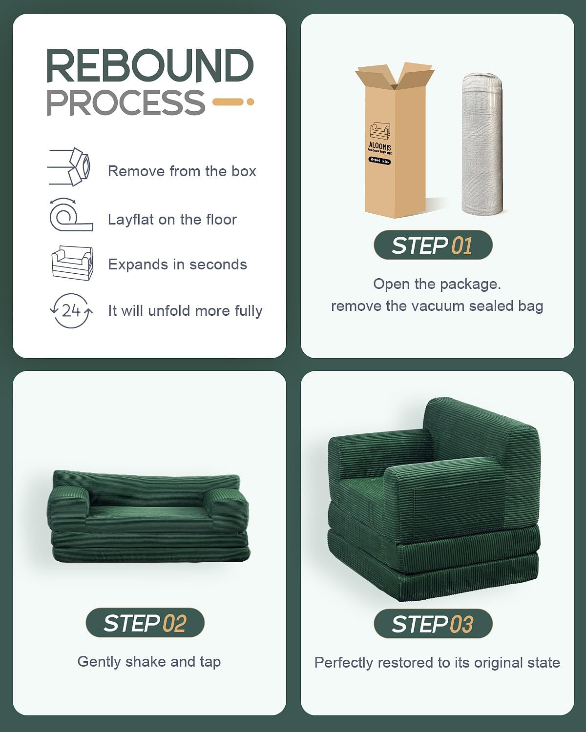 Boneless Couch Sofa Bed, Convertible Sleeper Chair with One-Piece High-Density Foam (No Lumps), Foldable Floor Mattress for Adults Guest Gaming, Non-Slip, Side Pockets, 84"x35", No Assembly