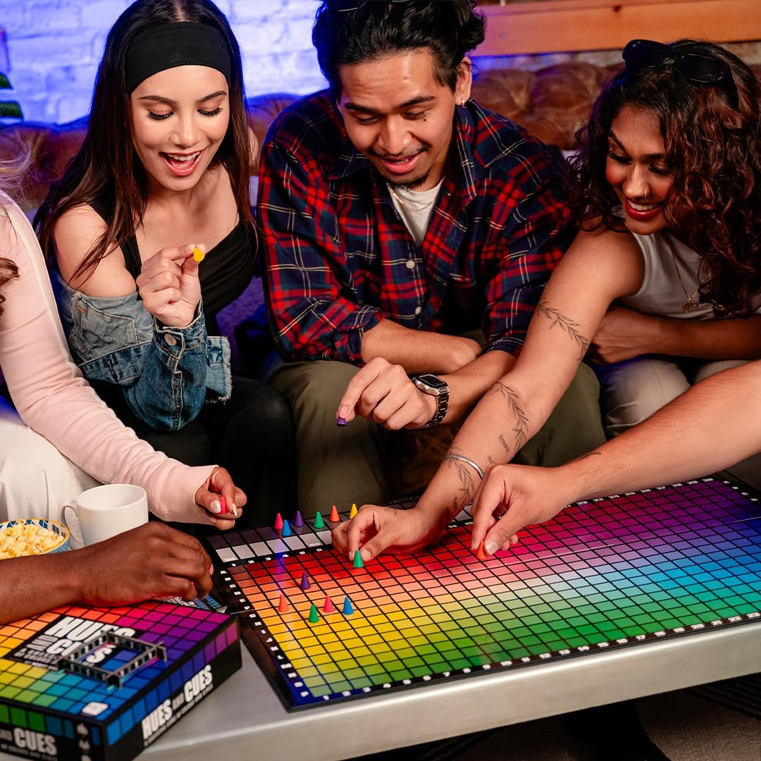 HUES and CUES - Vibrant Color Guessing Board Game for 3-10 Players Ages 8+, Connect Clues and Guess from 480 Color Squares