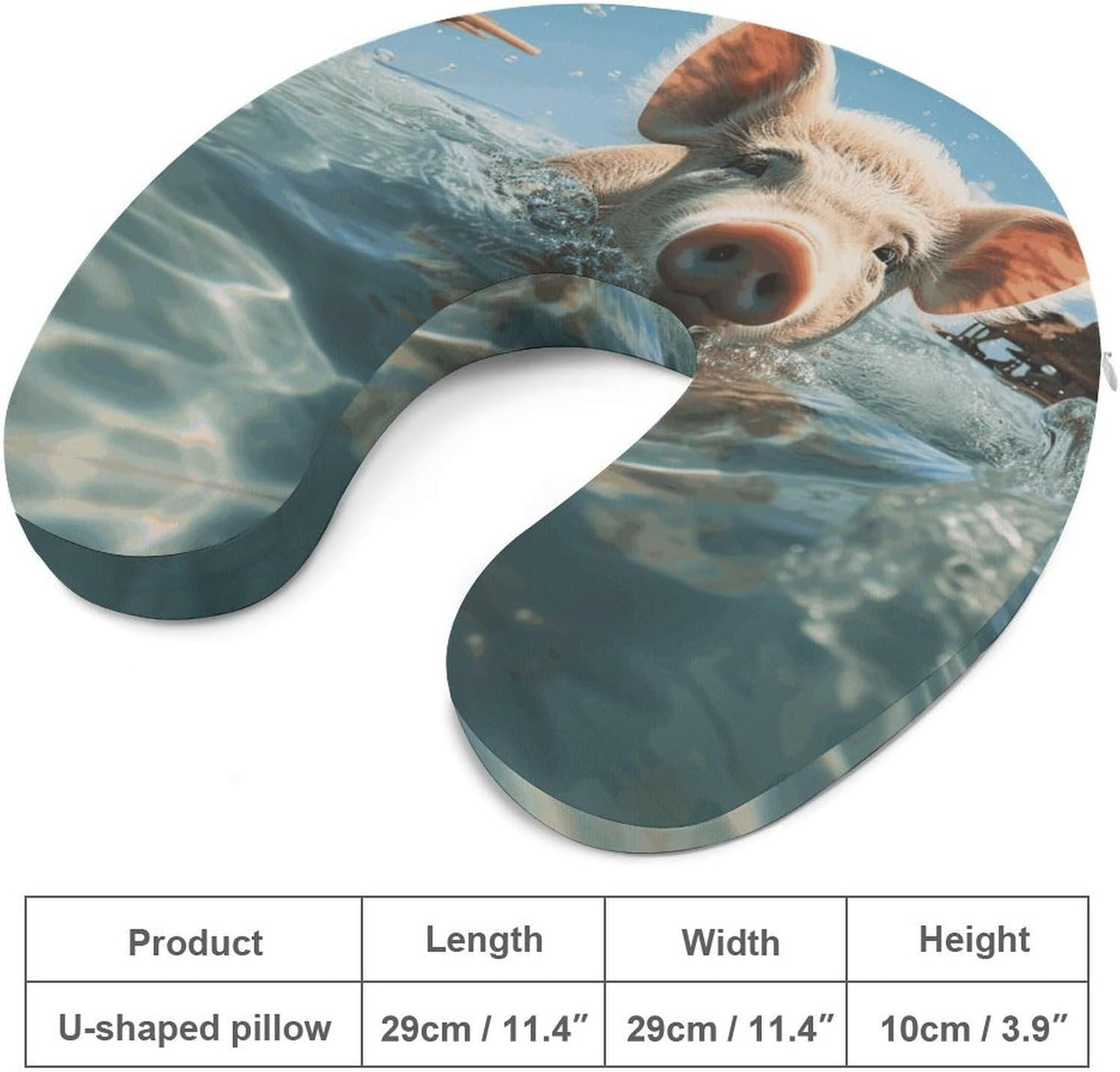 Pig Swim Bathe Neck Pillow Memory Foam U Shaped Pillows Portable Pillows for Shoulder Travel Head Support Pillow with Concealed Zipper for Airplane Car Home Office