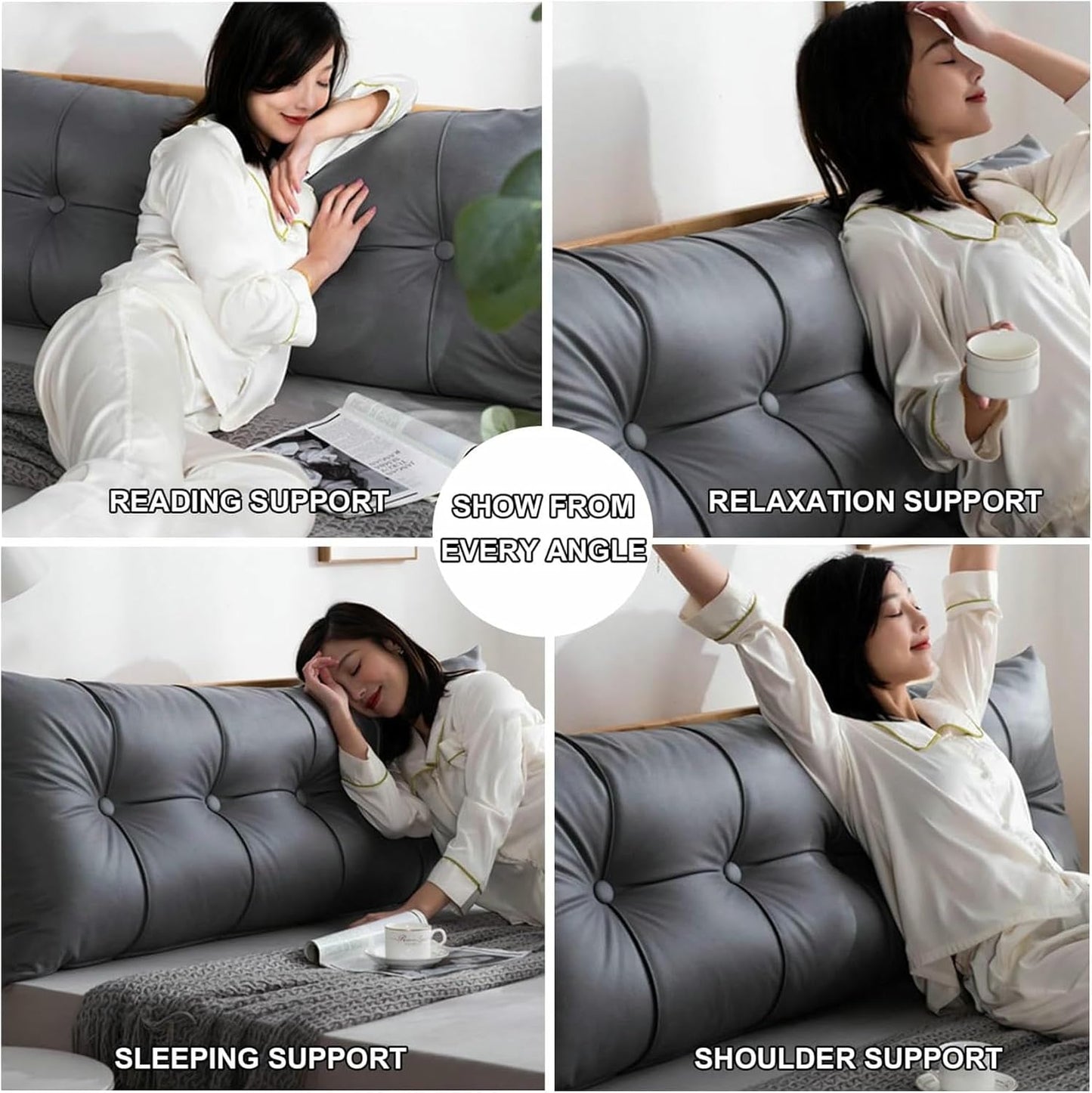 Soft Reading Bed Rest Pillow,Long Headboard Backrest Large Bolster Wedge Pillow Solid Color Neck/Back/Lumbar Support Pillowboard Dorm Daybed Cushion~/