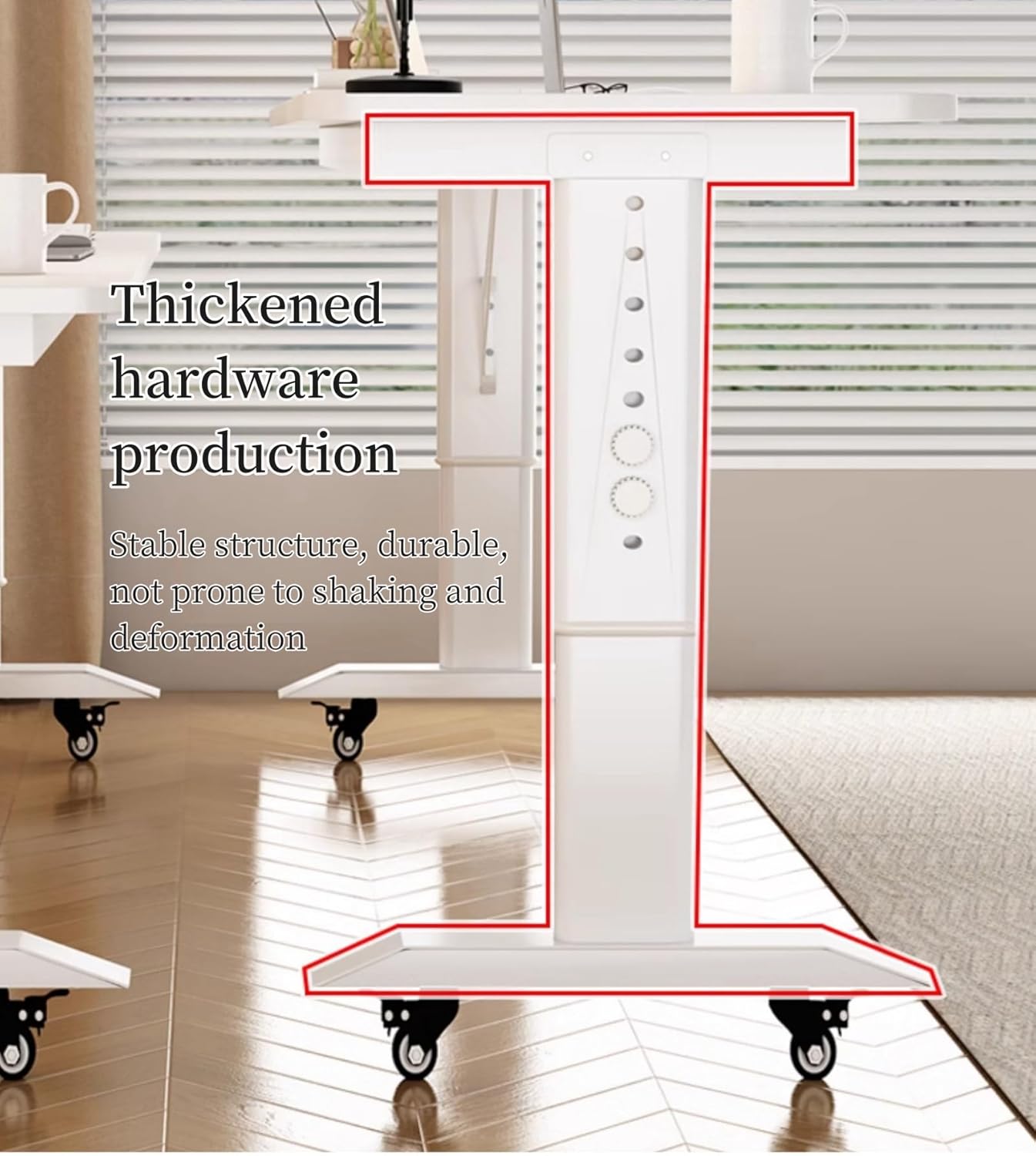 Adjustable Height Bed Desk with WheelsMobile Overbed Table Solid Wood Computer Table for Bed Versatile Over The Bed Desk Portable Bedside Workstation