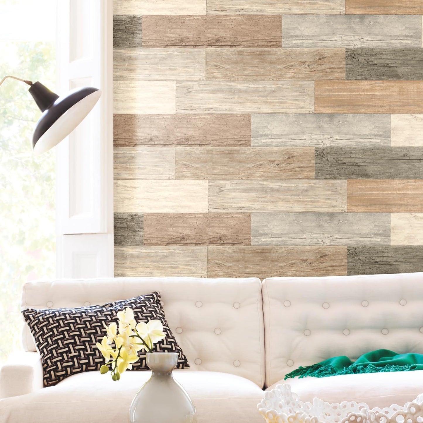RoomMates RMK3695GM Distressed Barn Wood Plank Peel and Stick Giant Wall Decals, 17.25 X 36.5