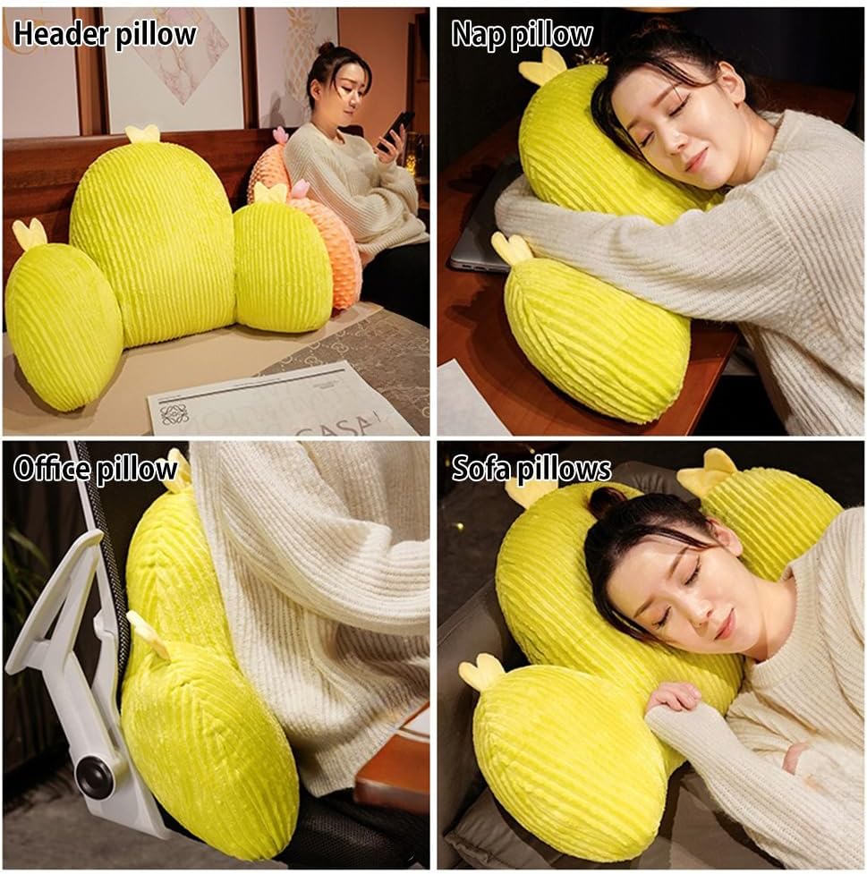 Reading Pillow for Bed Sitting Up - Backrest Pillow with Arms for Adults, Cute Cactus Back Support Pillow for Bed/Couch/Chair, Large Lumbar Pillow,Soft Bedside Companion (Dark Green,Large)