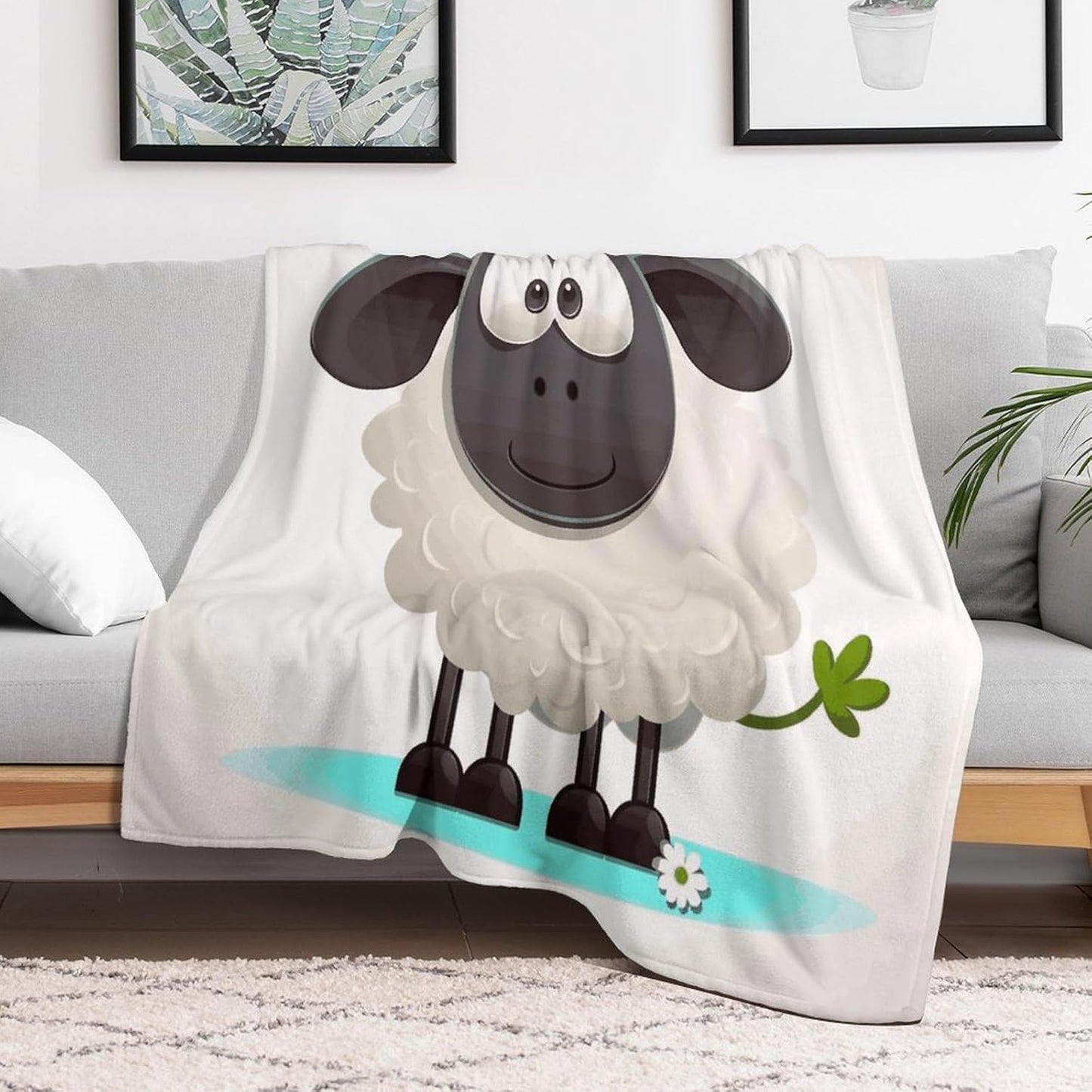 Sheep Blanket Super Soft Lightweight Throw Blanket Cute Cozy Warm Bed Blanket Decorative Fuzzy Blanket All-Season Home Decor Gift for Sofa Couch Living Room 60"*80"（150 * 200cm）