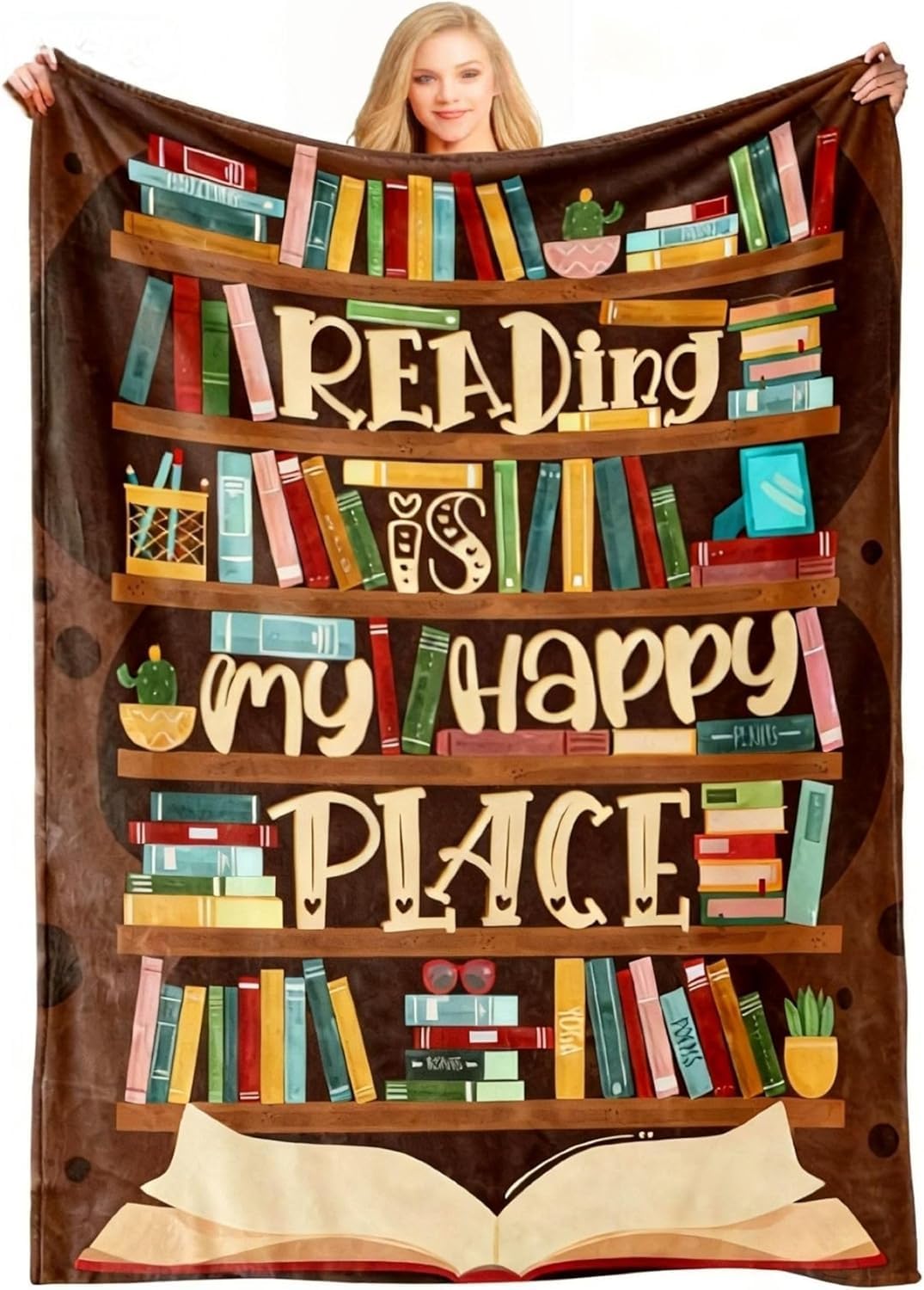 Book Lovers Blanket 50"x60" , Reading Blanket for Book Lovers Gift for Readers, Great Reader Gift for Women Bookish Christmas or Birthday Gift