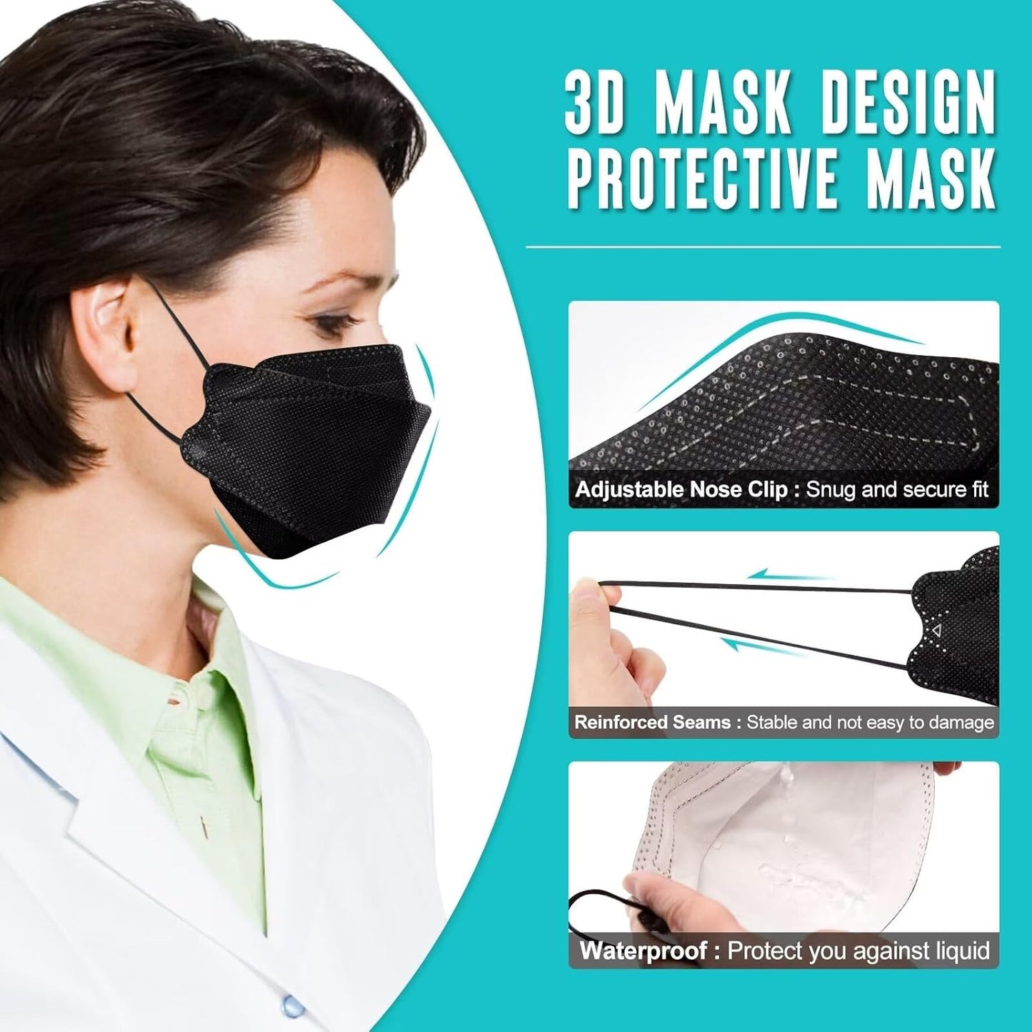 50/100 Pack KF94 Face_Covers, Color mask，Black Mask，4-Layer mask Independent packaging,outdoor Daily Use