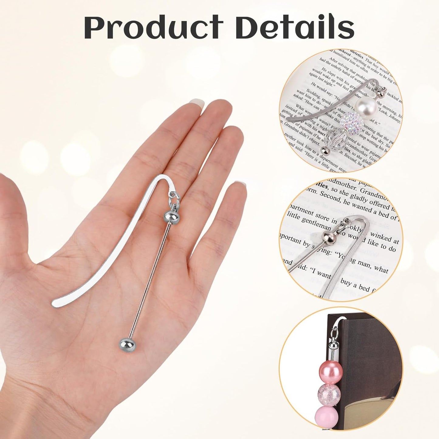12 Pcs Beadable Bookmarks Bulk DIY Metal Blank Bookmarks to Decorate Beadable Items Beaded Craft Jewelry Bar Pendant Charm Gifts Office Supplies for Book Lover (Silver)