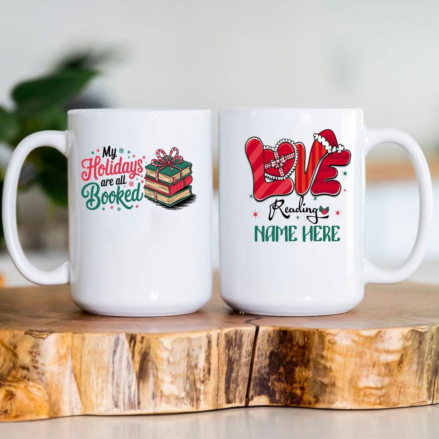 Merry Christmas Reading Lover Ceramic Mug 15oz Cozy Personalized Bookish Gift for Bookclub