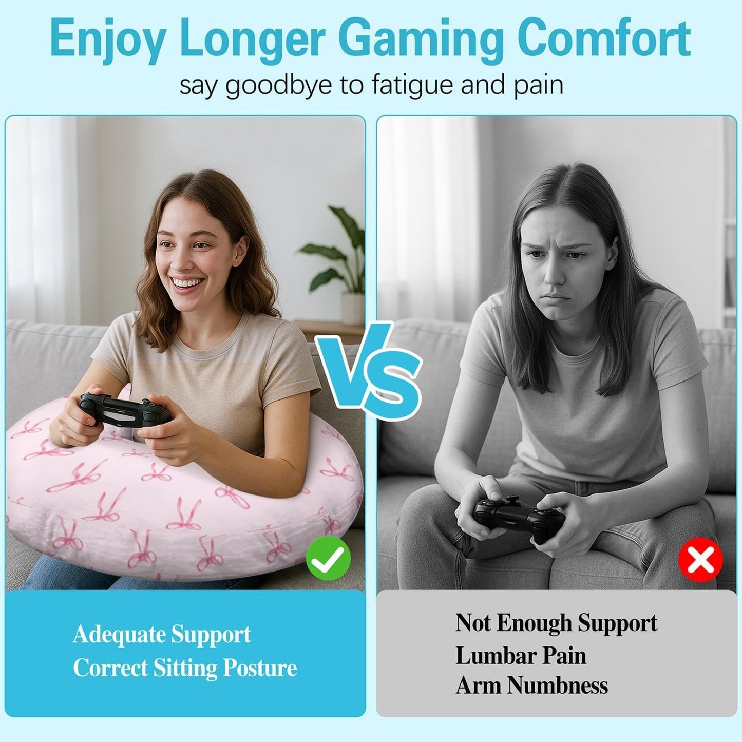 Crafting Pillow for Crocheting, Crochet Pillow for Lap Support, 12 Fun Print Styles, Ergonomic Arm Support, For Bed, Floor, Chair Comfort, Pain Relief and Fatigue for Gaming and Woking (Bow Tie)